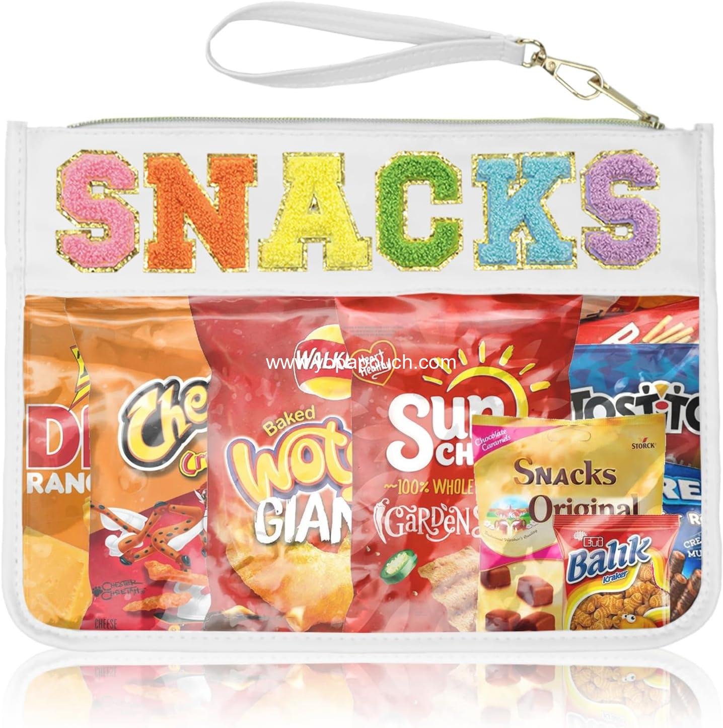 Snack Bags Clear Pouch Travel Makeup Bag Chenille Letter Bags for Zipper Pouch Clear Cosmetic Bag Clearly Tote Bag Makeup Travel Bags for Women
