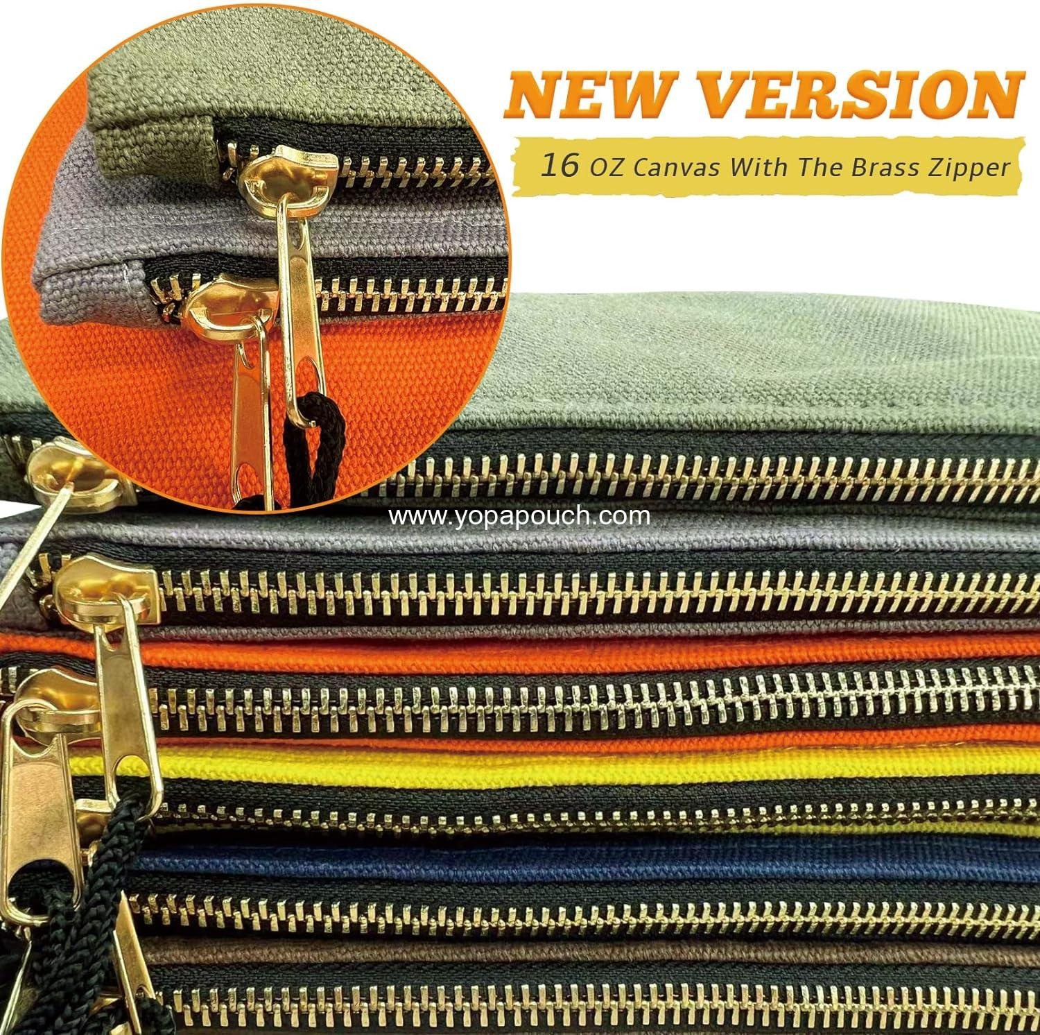 Wholesale 7 Pack Canvas Tool Bag Zipper Pouch - Heavy Duty 16 oz. Utility Pouches, Multipurpose Organizer Tote Bags with Metal Zippers, 12.5 x 7 Inches Supplier