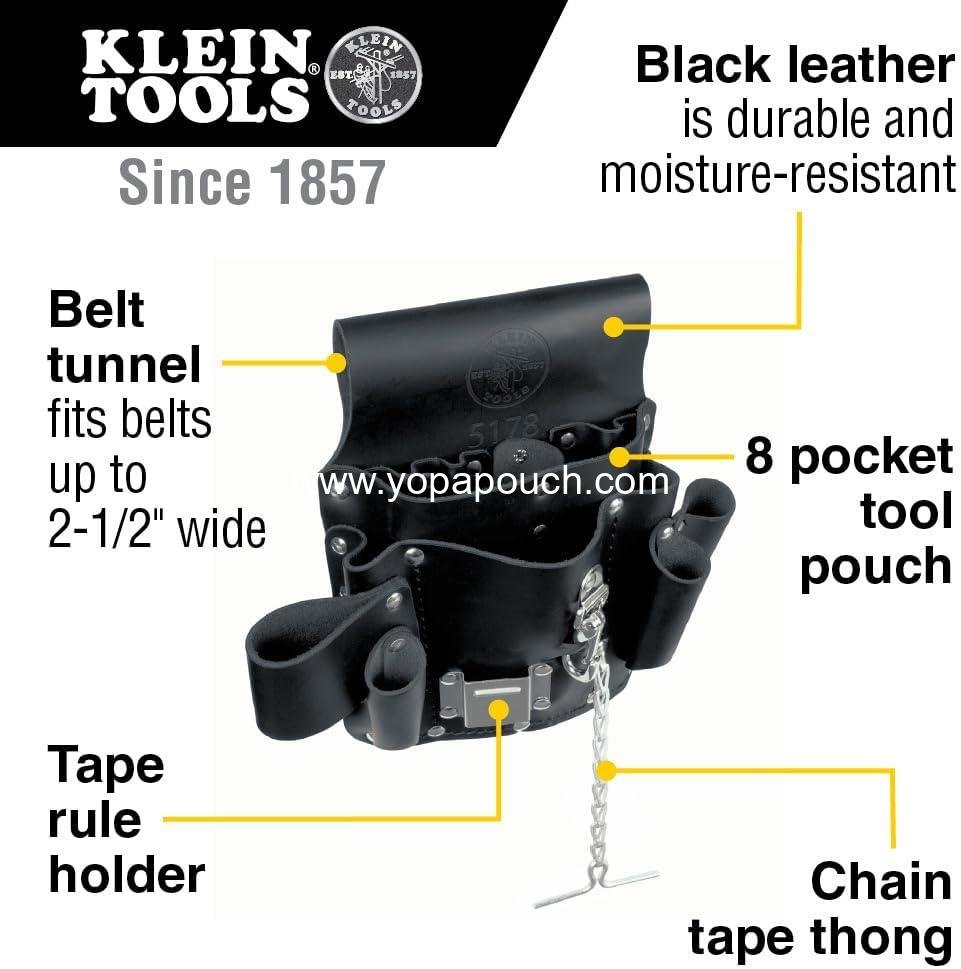 Wholesale Leather Pocket Tool Pouch with Tunnel Loop Belt Connection, Black - Manufacturer