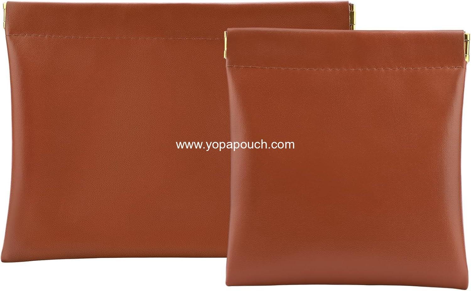 2 PCS Ladies Small Makeup Bag for Purse,Small Makeup Pouch,Purse organizer,Coin purse lipstick Cosmetic Accessories Organizer,Travel Set Organizer,Waterproof Portable Zipperless Self-Sealing(Brown)