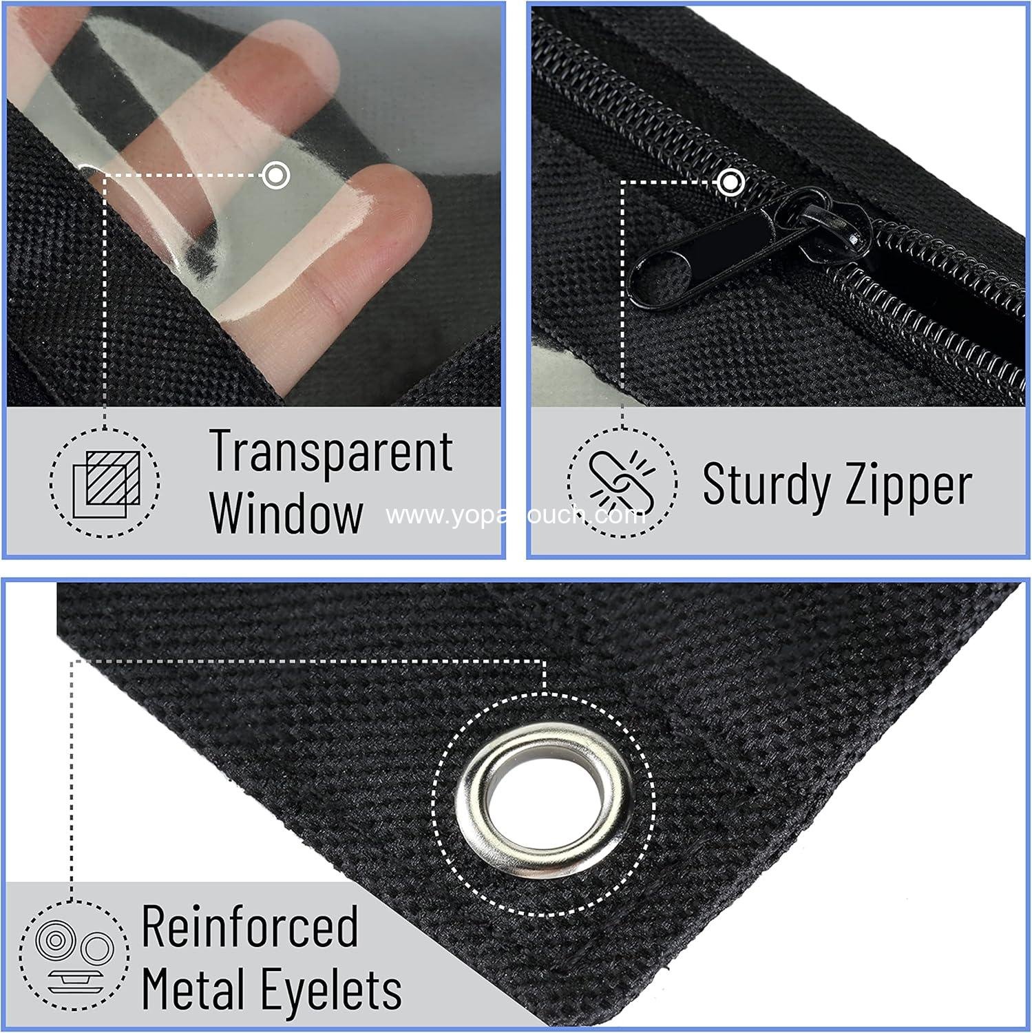 Wholesale Fabric Pencil Pouch with 3 Binder Holes, Black, Set of 2 - Supplier Wholesale Fabric Pencil Pouch with 3 Binder Holes, Black, Set of 2 - Supplier