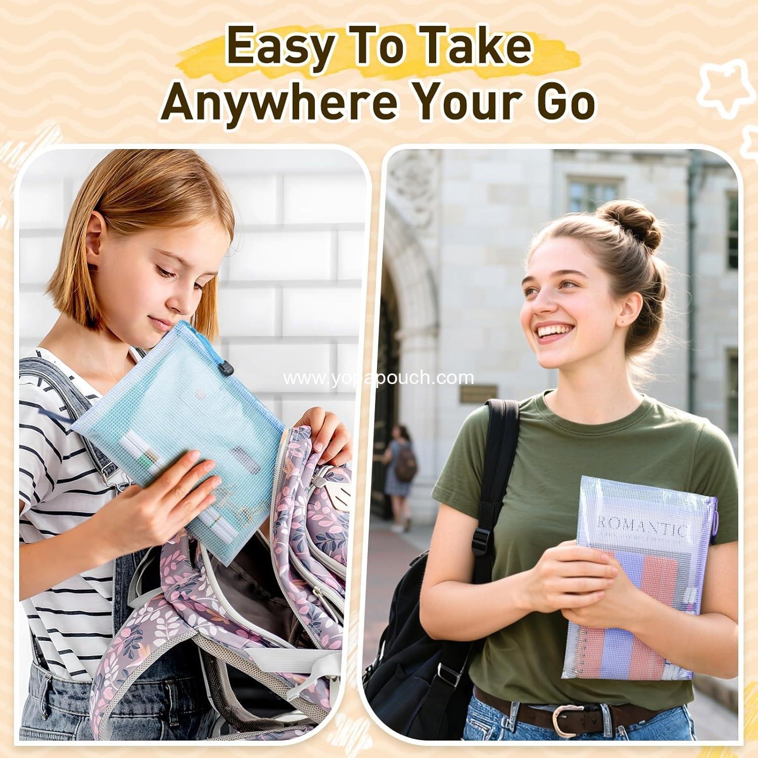 Wholesale 26pcs Mesh Zipper Pouch Bags, 8 Sizes Clear Waterproof Storage Pouches for Organizing Office, School, Home, and Travel Supplies - Manufacturer