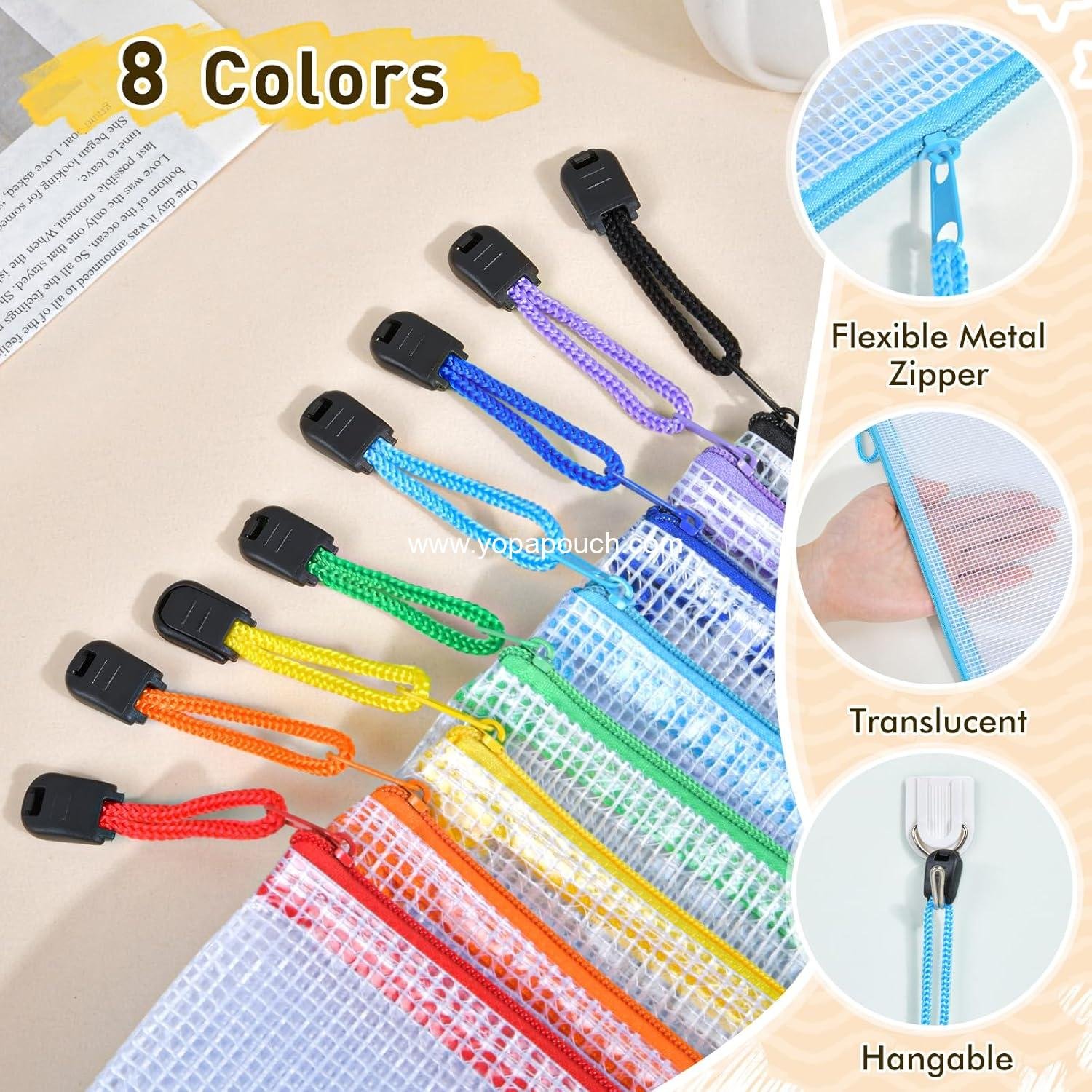 Wholesale 26pcs Mesh Zipper Pouch Bags, 8 Sizes Clear Waterproof Storage Pouches for Organizing Office, School, Home, and Travel Supplies - Manufacturer