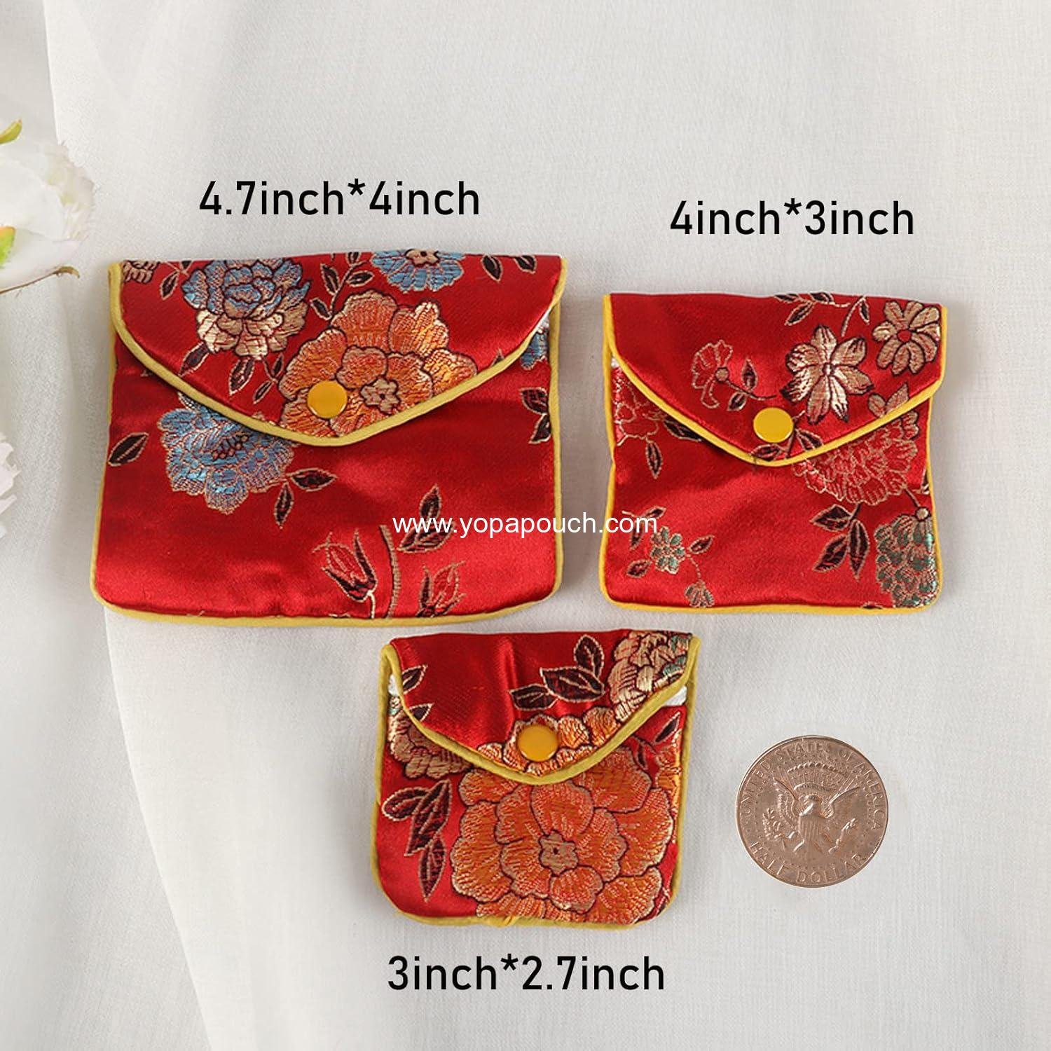 Wholesale 9 Pack Jewelry Purse Pouch Gift Bags Silk Brocade Embroidered in Multiple Colors (Small, Medium, Large) - Supplier