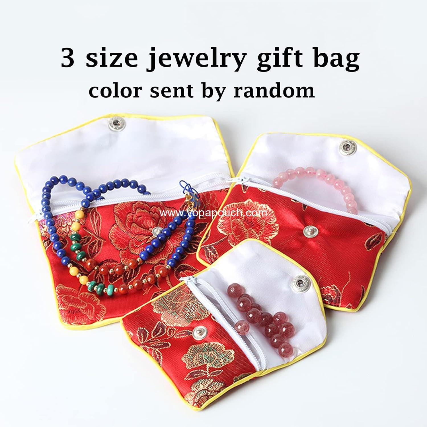 Wholesale 9 Pack Jewelry Purse Pouch Gift Bags Silk Brocade Embroidered in Multiple Colors (Small, Medium, Large) - Supplier