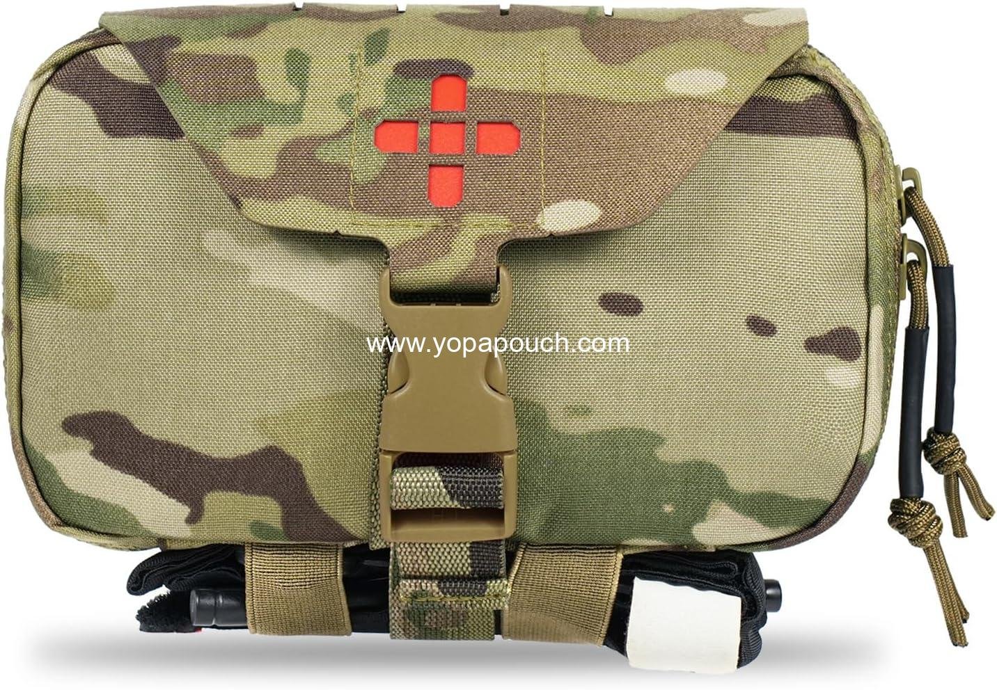 Ifak Pouch-Rapid Deployment Tactical MOLLE Trauma Kit Pouches, Quick Release Tear-Off Medical First Aid Kit Organiser with Red Immediate Identify for Emergency Surviva Activities.