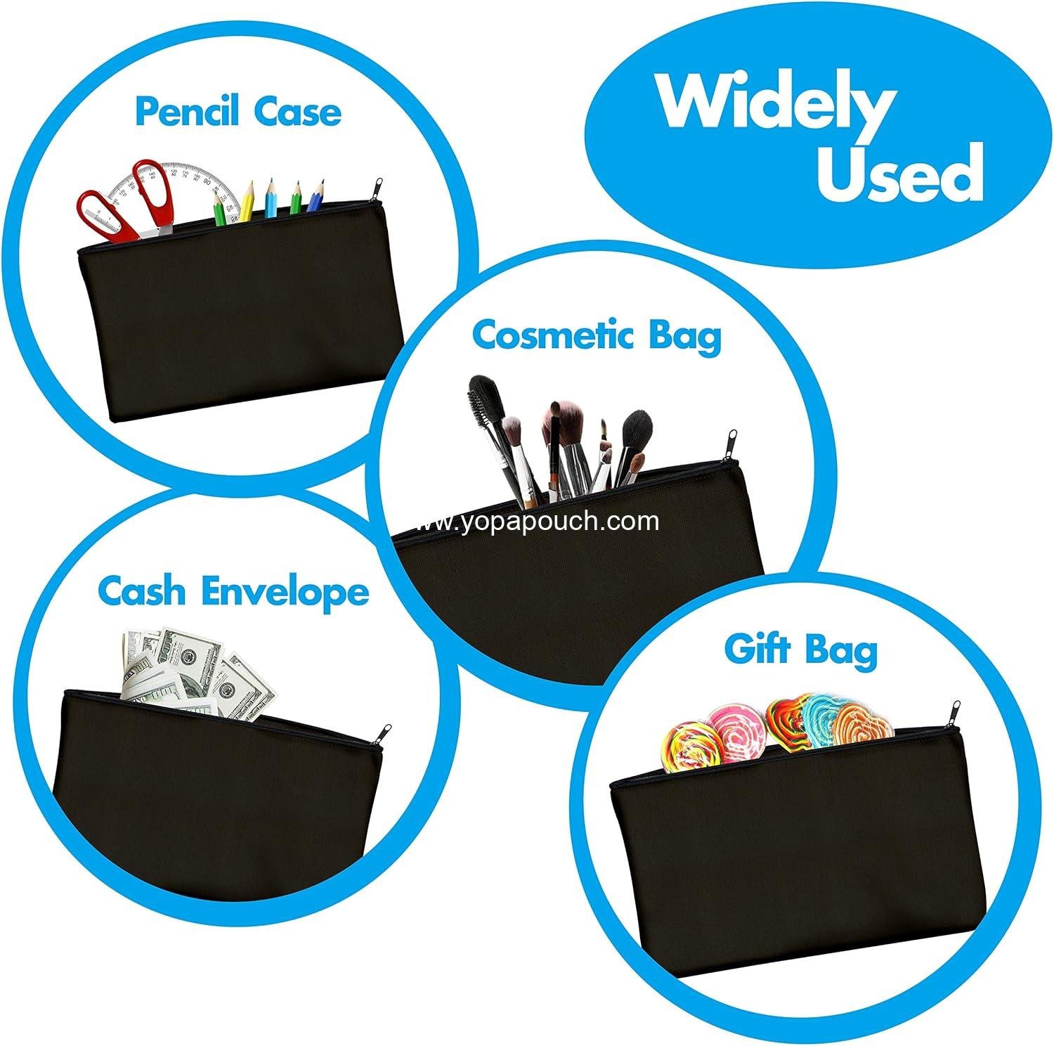 Wholesale 15 Pack Blank Cotton Canvas Zipper Bags Pouches Pencil Cases for Makeup, Cosmetic, and Toiletry Storage - Supplier