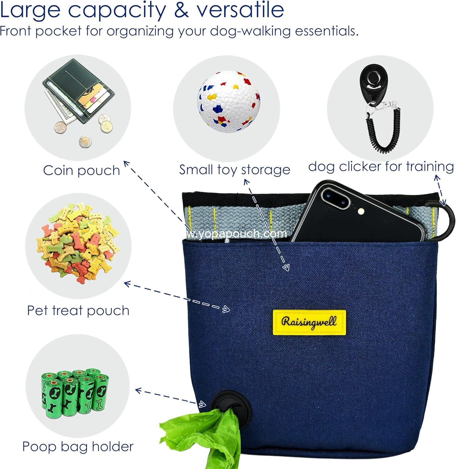 OEM Dog Treat Pouch for Pet Walking and Training with Clicker 2-Cup Silicone Bag Small Fanny Pack Snack Dispenser Kit for Leash and Outdoor Use (Blue) Supplier