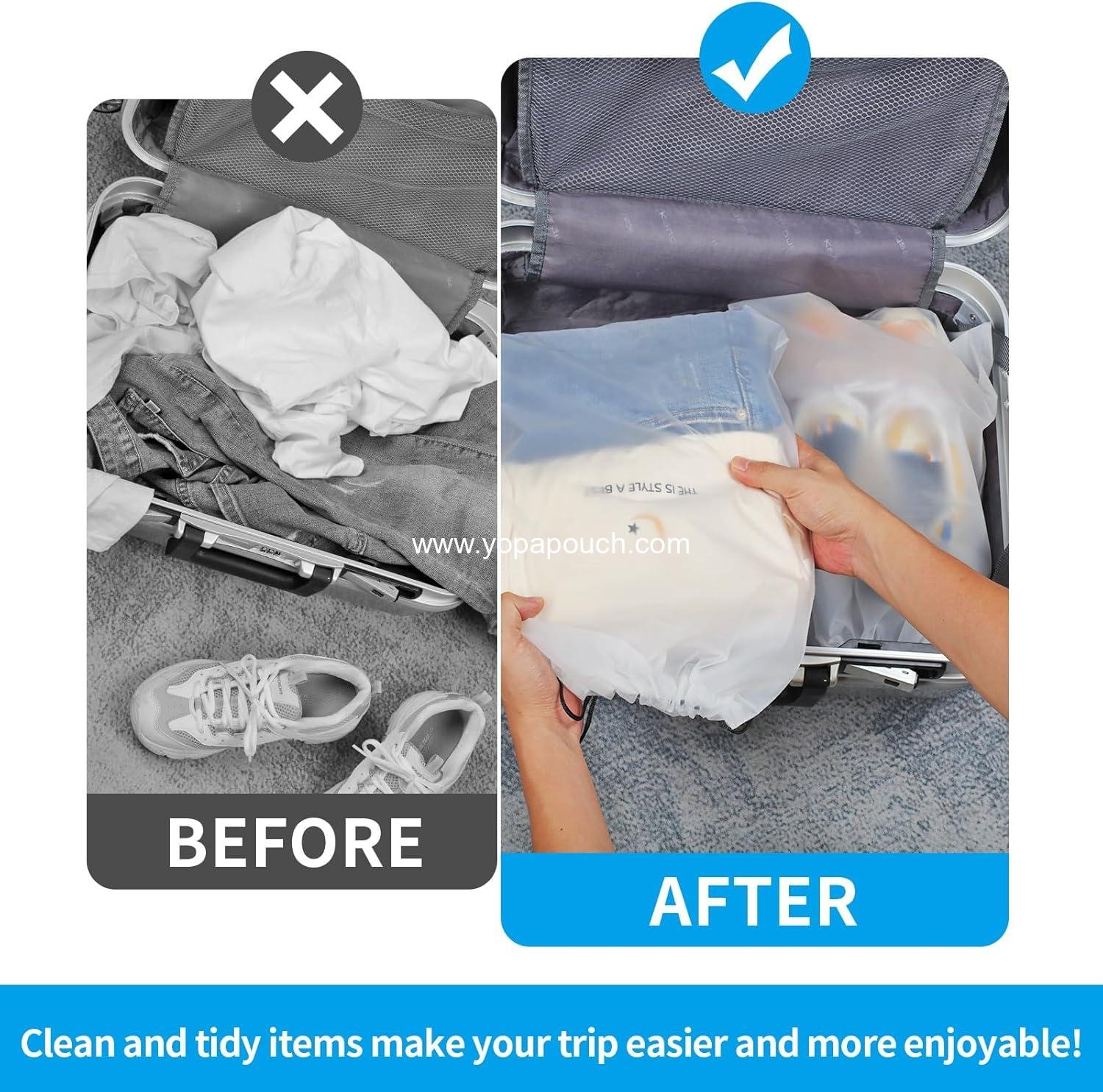 OEM Waterproof Travel Drawstring Shoe Bags for Packing and Storage, 15.7 x 11.8 inches, Clear, 5 Pieces, Wholesale Supplier