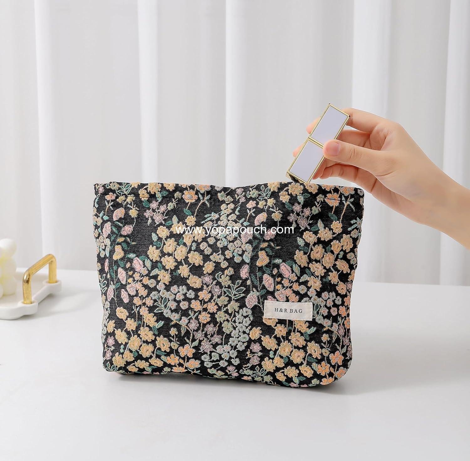 Wholesale 2 Pcs Large Makeup Bags, Travel Toiletry Organizer for Women, Embroidery Floral Cosmetic Pouch with Zipper, Gifts for Girls Teen - Supplier