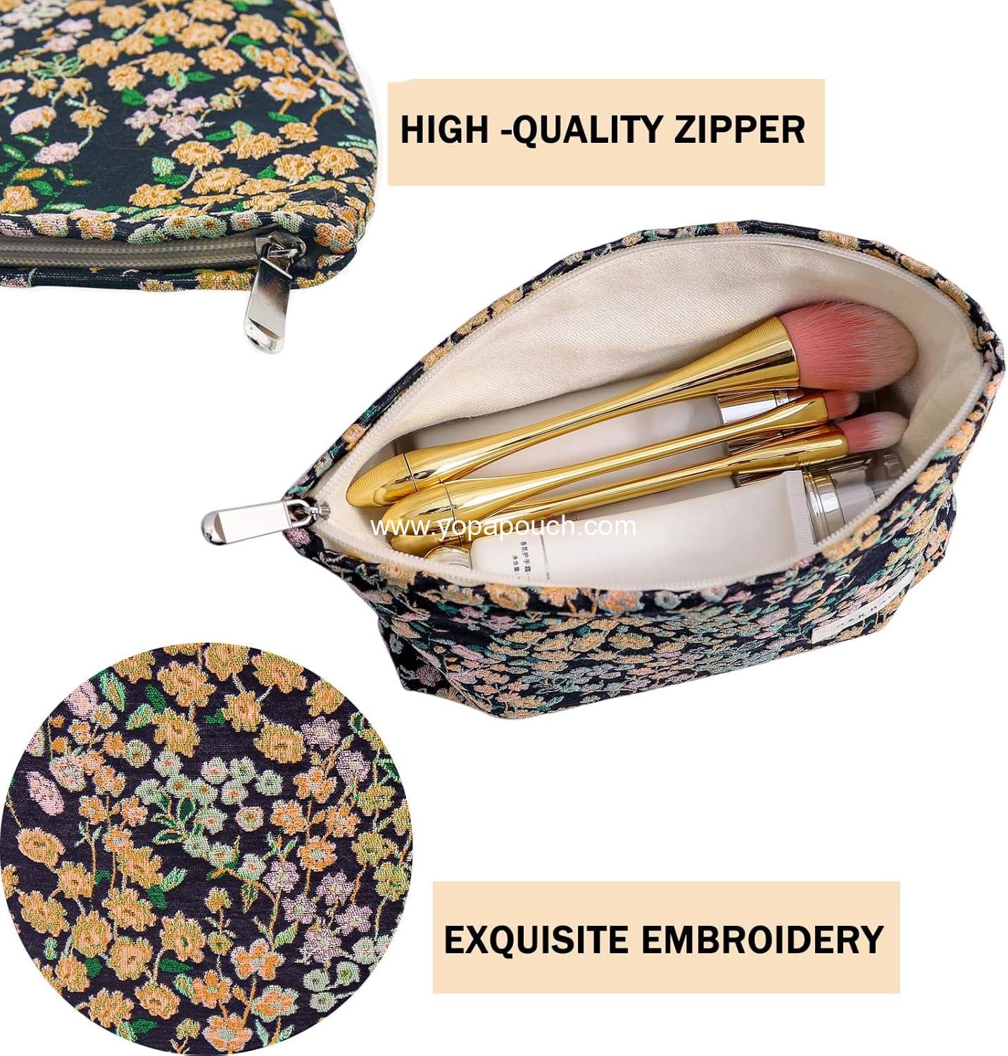 Wholesale 2 Pcs Large Makeup Bags, Travel Toiletry Organizer for Women, Embroidery Floral Cosmetic Pouch with Zipper, Gifts for Girls Teen - Supplier