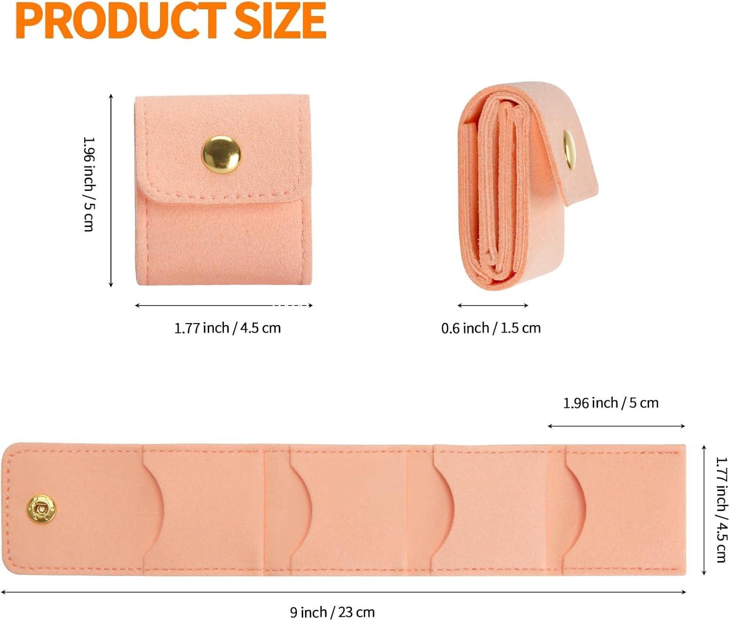 Wholesale Mini Travel Jewelry Storage Bag, Foldable Organizer Case with Snap, Compact Ring Earring Necklace Pouch with Multi-Compartment for Women Girls (Pink) Supplier