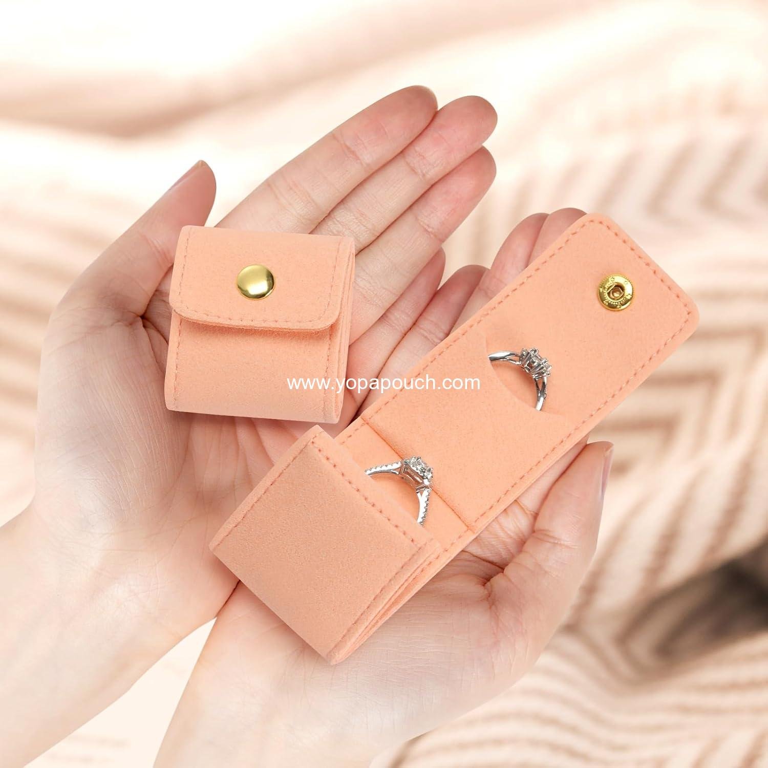 Wholesale Mini Travel Jewelry Storage Bag, Foldable Organizer Case with Snap, Compact Ring Earring Necklace Pouch with Multi-Compartment for Women Girls (Pink) Supplier