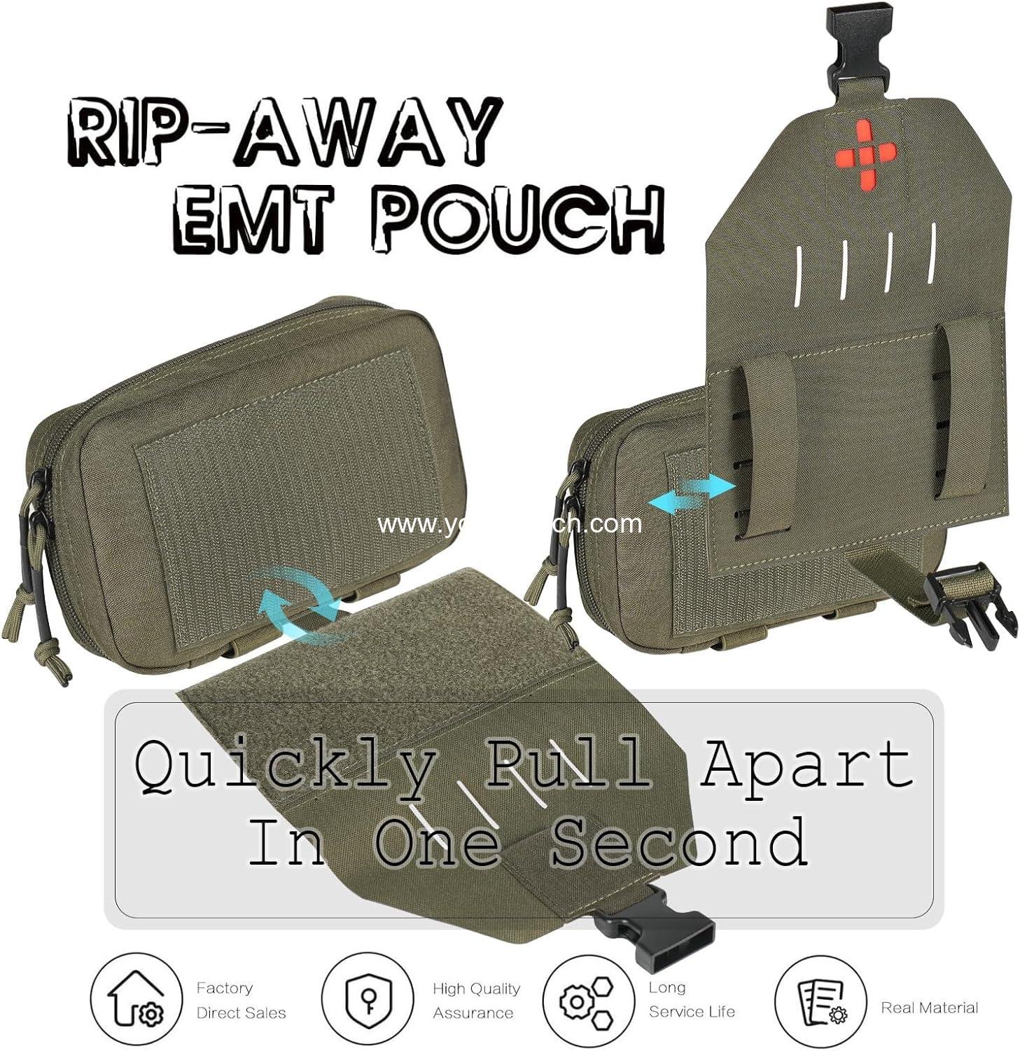 Wholesale Rapid Deployment Tactical MOLLE Trauma Kit Pouch Quick Release Tear-Off Medical First Aid Organiser with Red Identification for Emergency Survival Activities - Manufacturer