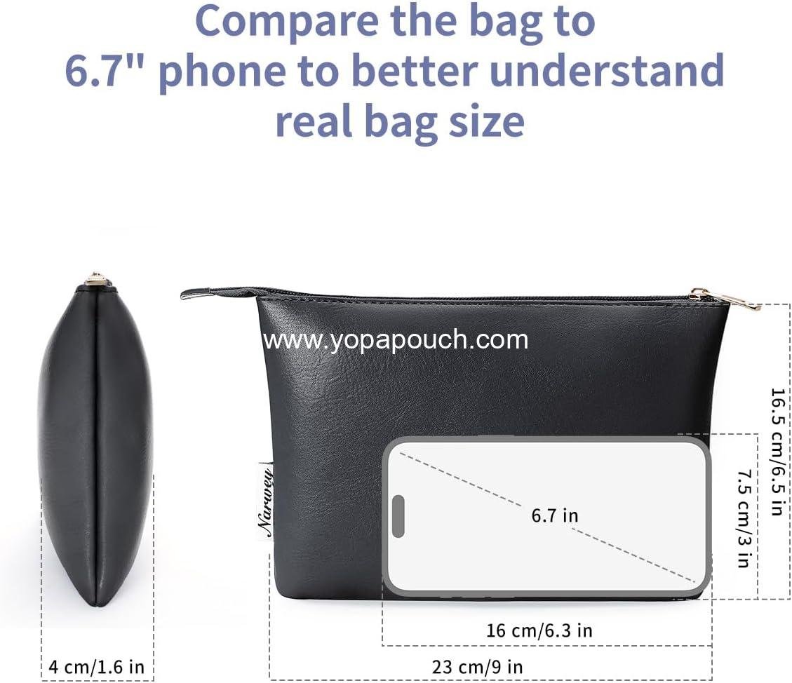 Wholesale Small Makeup Bag for Purse, Cute PU Leather Cosmetic Pouch with Zipper for Women and Girls (Black) - Supplier