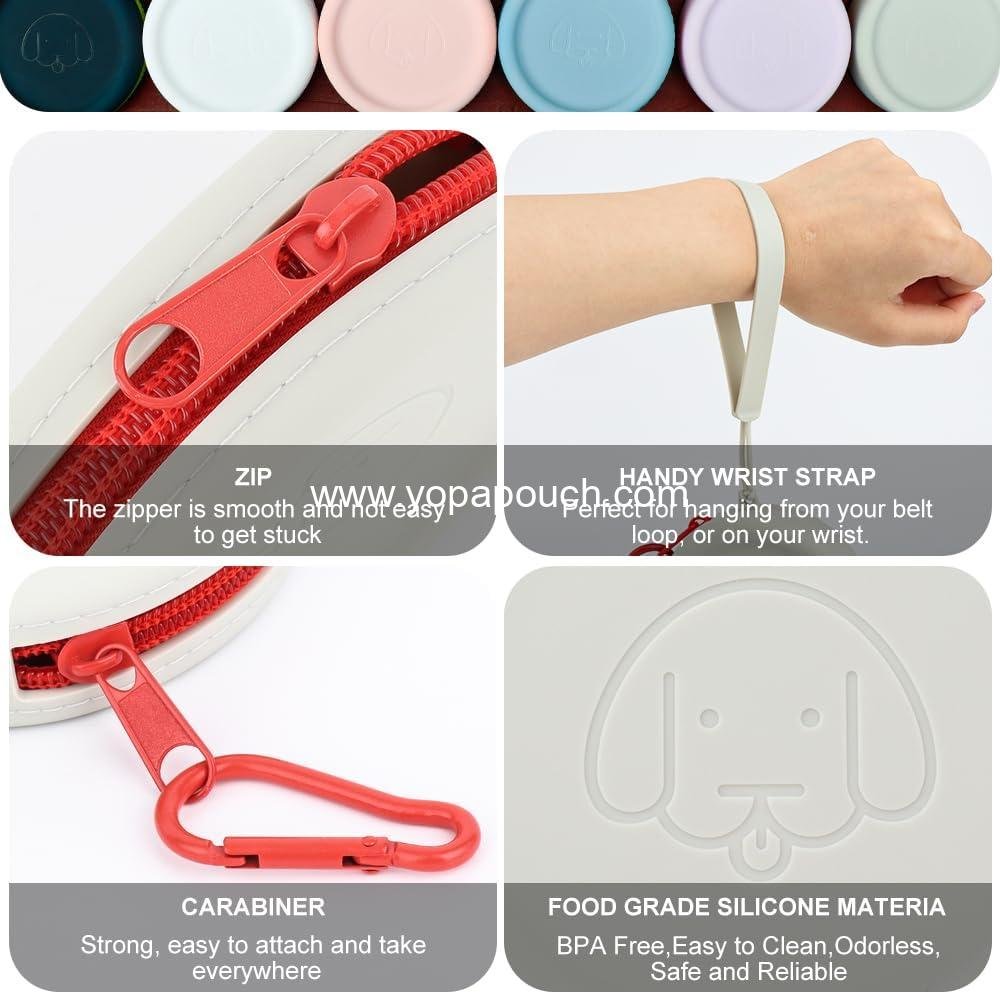 Wholesale Silicone Dog Treat Pouch Small Bag with Pet Training Clicker, Pocket Size Walking Bag for Dogs and Cats, Easy to Clean, Odorless, Zipper Design, Moisture-Proof Travel Bag (Pink) - Supplier