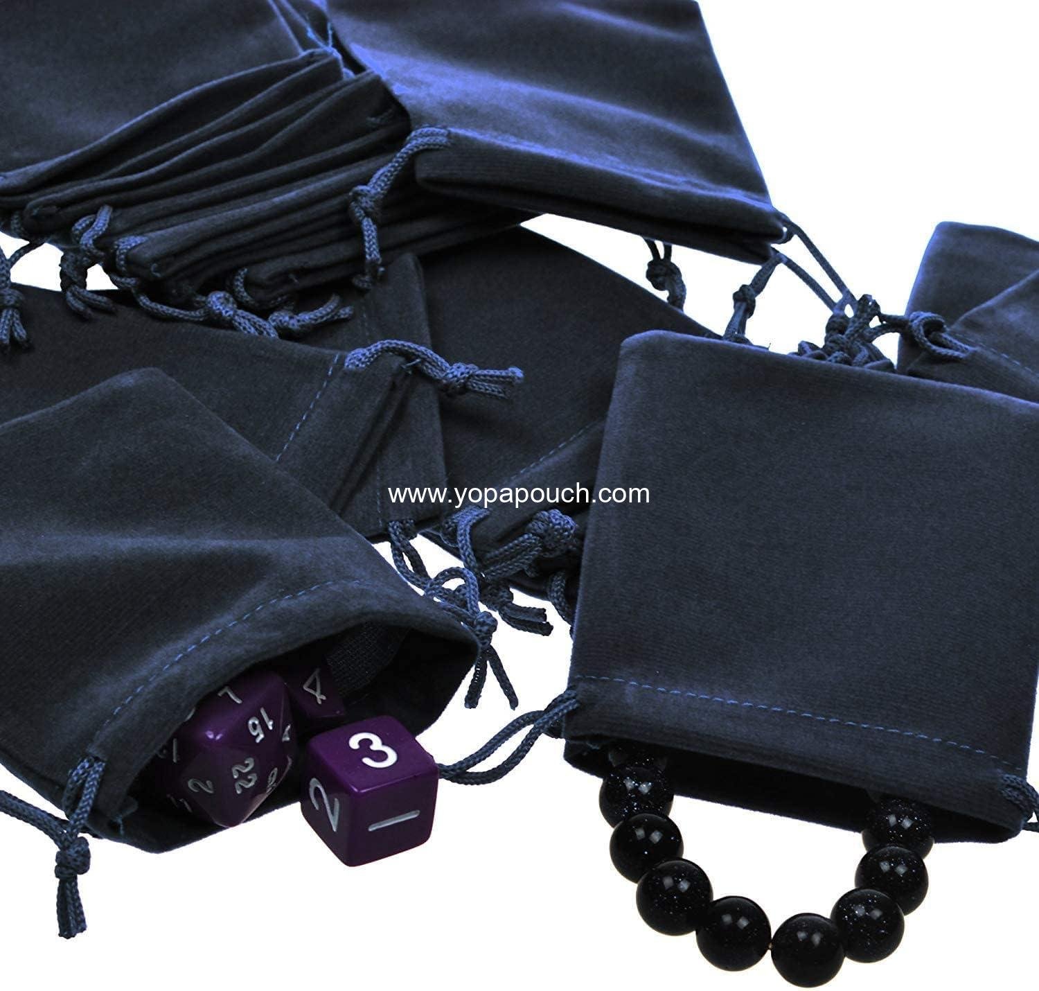 Wholesale 50pcs Velvet Double Drawstring Bags for Jewelry, Bracelets, Headphones, Beads, Spices, and Gift Bags (Black) - Supplier