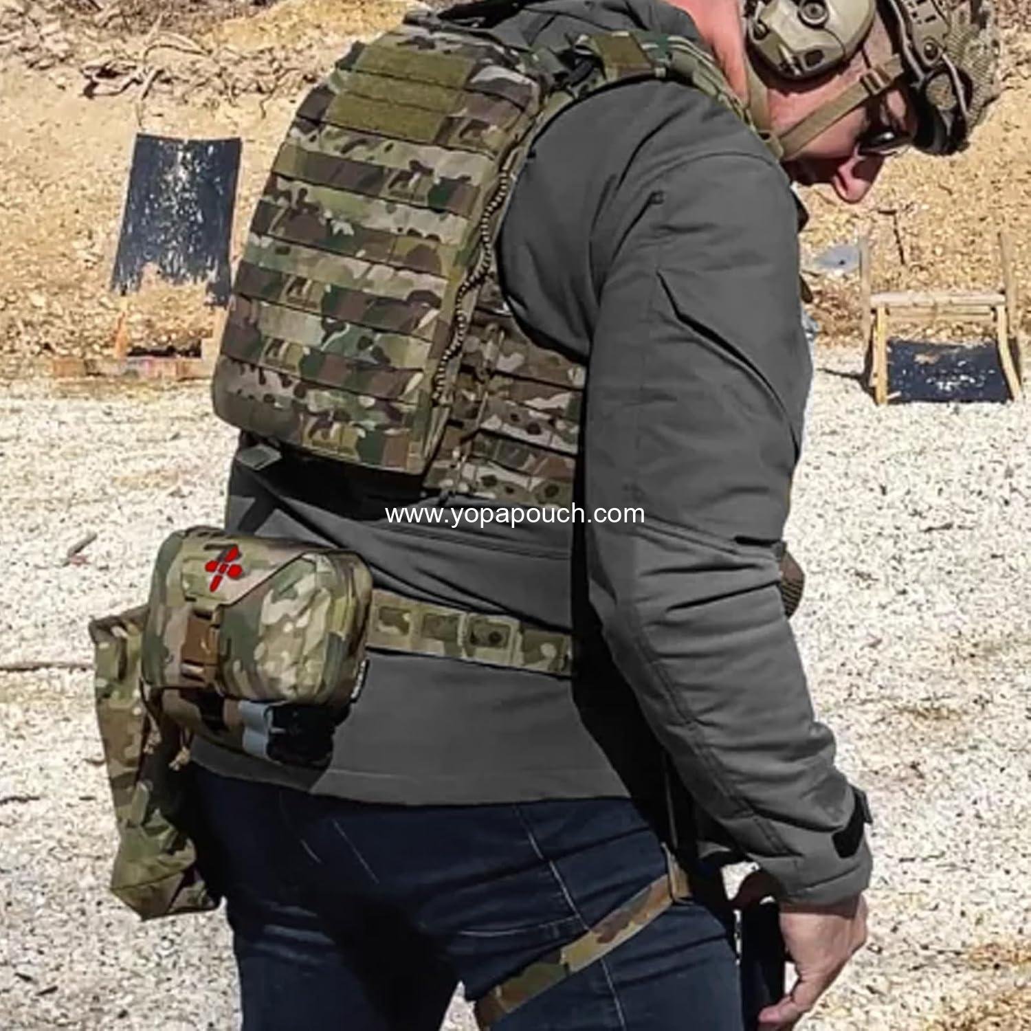 Wholesale Rapid Deployment Tactical MOLLE Trauma Kit Pouch, Quick Release Tear-Off Medical First Aid Organizer with Red Identifier for Emergency Survival Activities Supplier