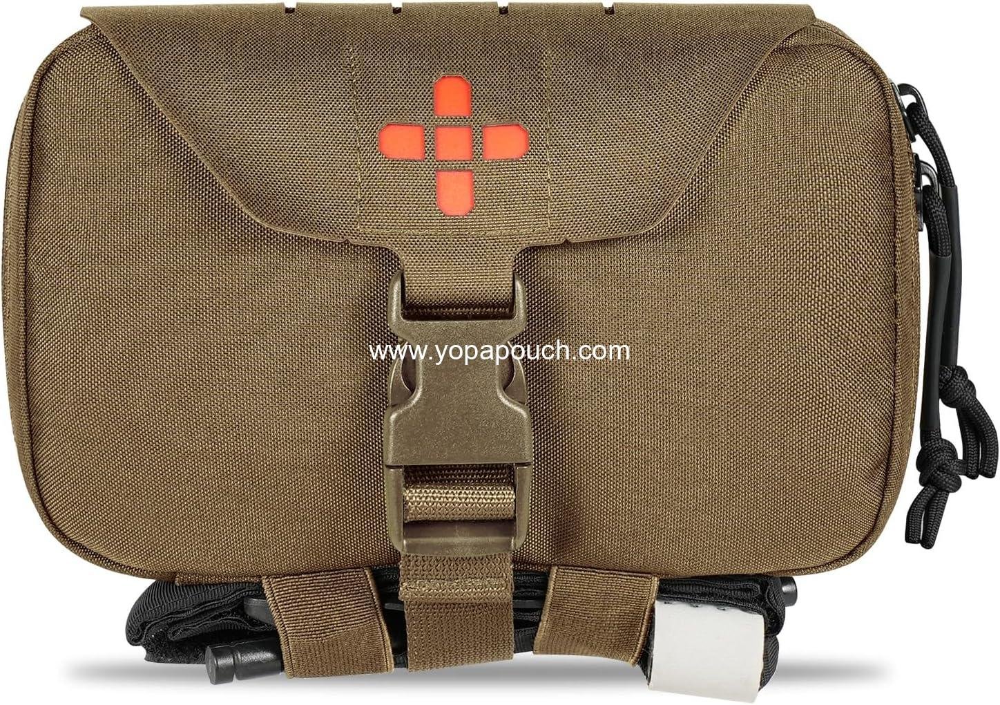 Wholesale Rapid Deployment Tactical MOLLE Trauma Kit Pouch, Quick Release Tear-Off Medical First Aid Organizer with Red Identifier for Emergency Survival Activities Supplier