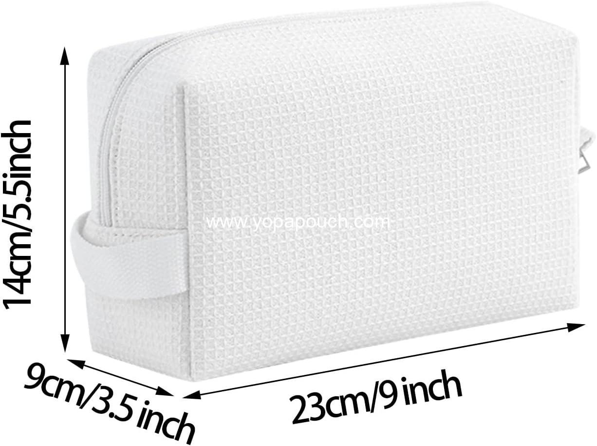 Wholesale Waffle Makeup Pouch Bag Small Travel Cosmetic Bag Gifts for Bridesmaid Wedding Christmas (White) Supplier