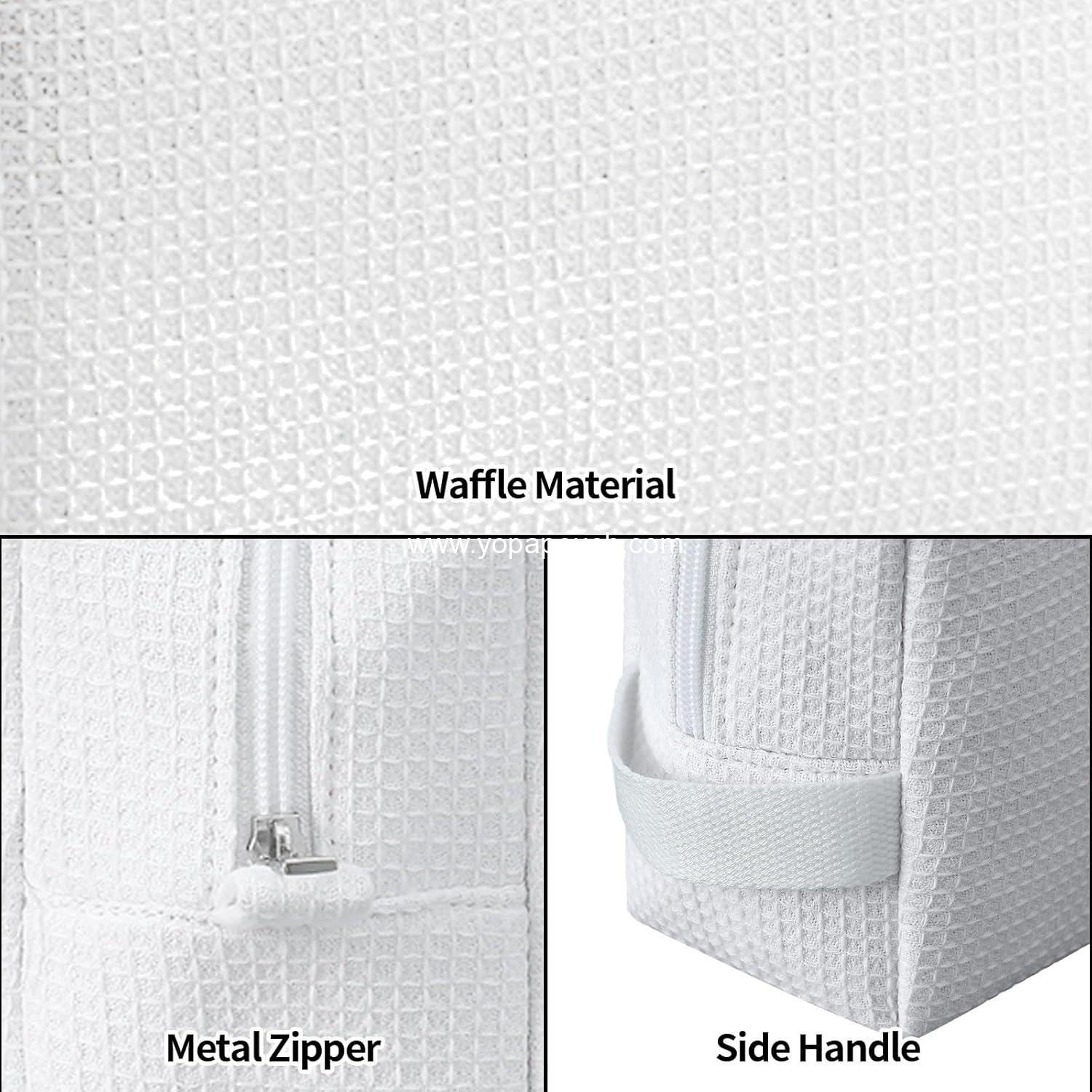 Wholesale Waffle Makeup Pouch Bag Small Travel Cosmetic Bag Gifts for Bridesmaid Wedding Christmas (White) Supplier