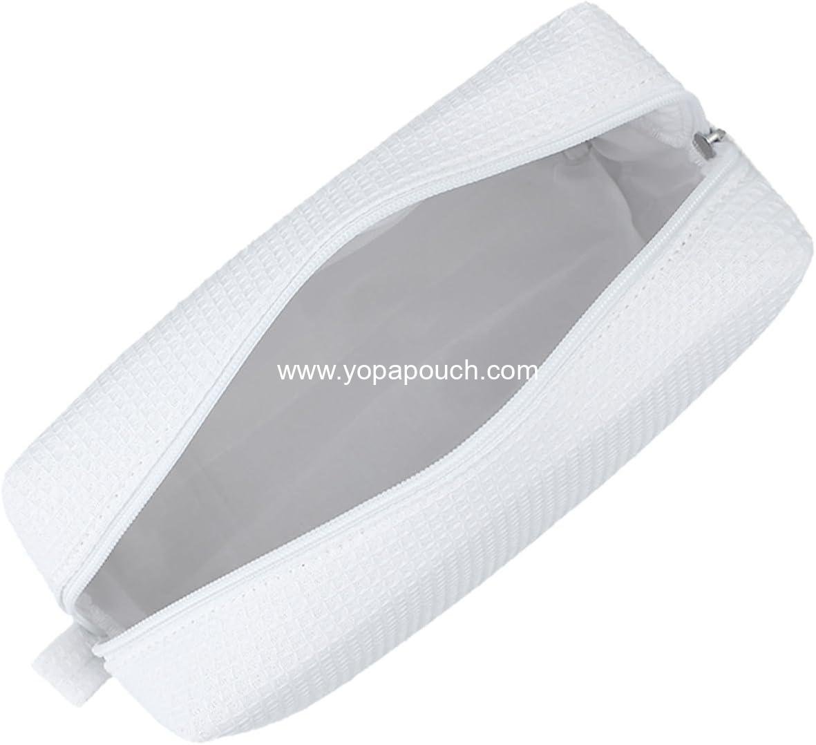 Wholesale Waffle Makeup Pouch Bag Small Travel Cosmetic Bag Gifts for Bridesmaid Wedding Christmas (White) Supplier