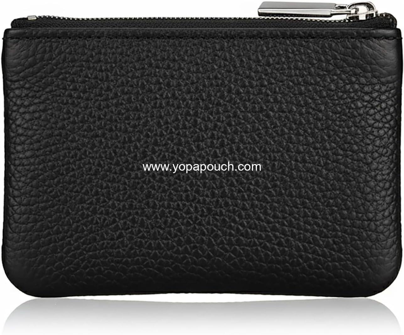 Wholesale Black Small Leather Coin Purse Change Pouch for Women, Men, Kids with Zip Key Ring - Supplier
