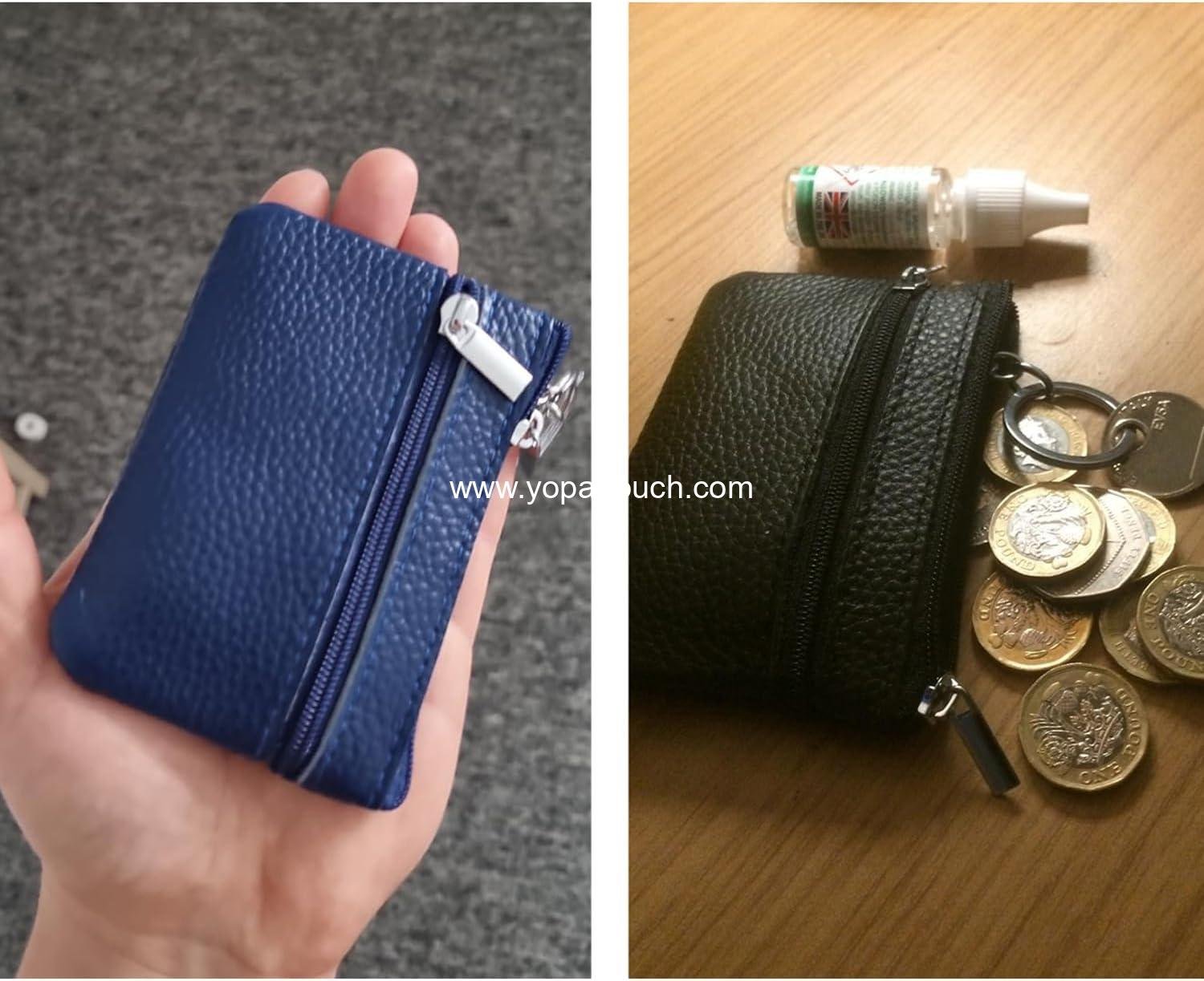 Wholesale Black Small Leather Coin Purse Change Pouch for Women, Men, Kids with Zip Key Ring - Supplier
