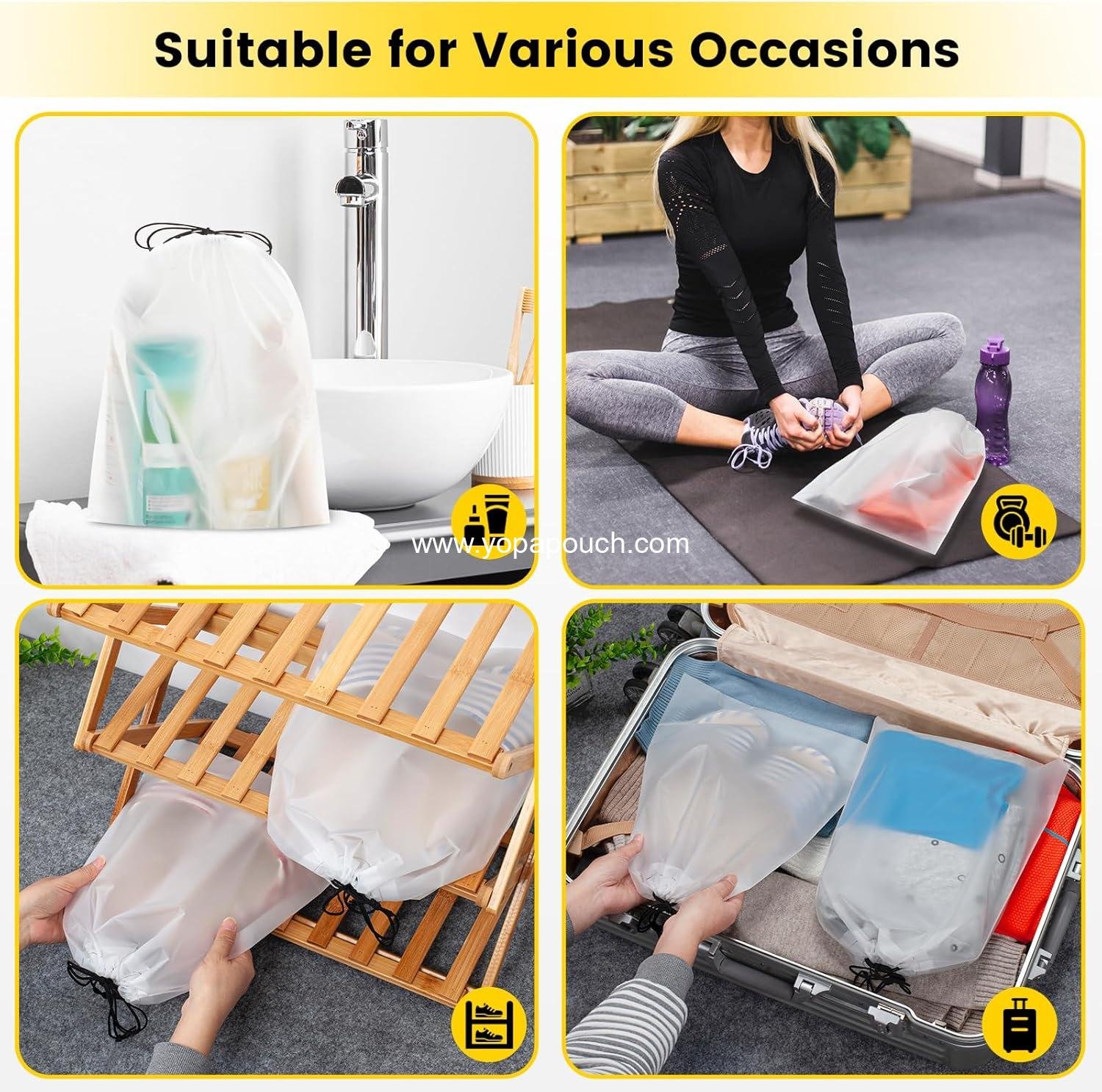 Wholesale Transparent Drawstring Backpack Travel Shoe Bags - 6 Pcs Clear Large Shoe Organizer with Rope Travel Essentials for Men and Women Supplier