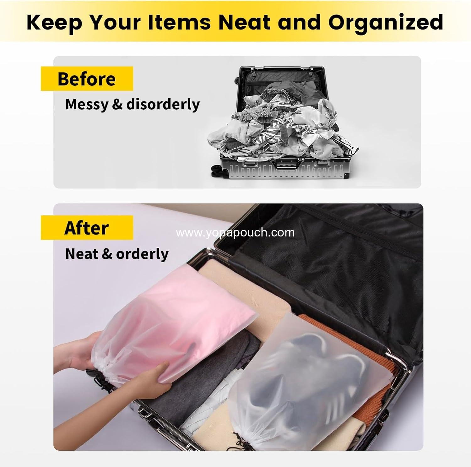 Wholesale Transparent Drawstring Backpack Travel Shoe Bags - 6 Pcs Clear Large Shoe Organizer with Rope Travel Essentials for Men and Women Supplier