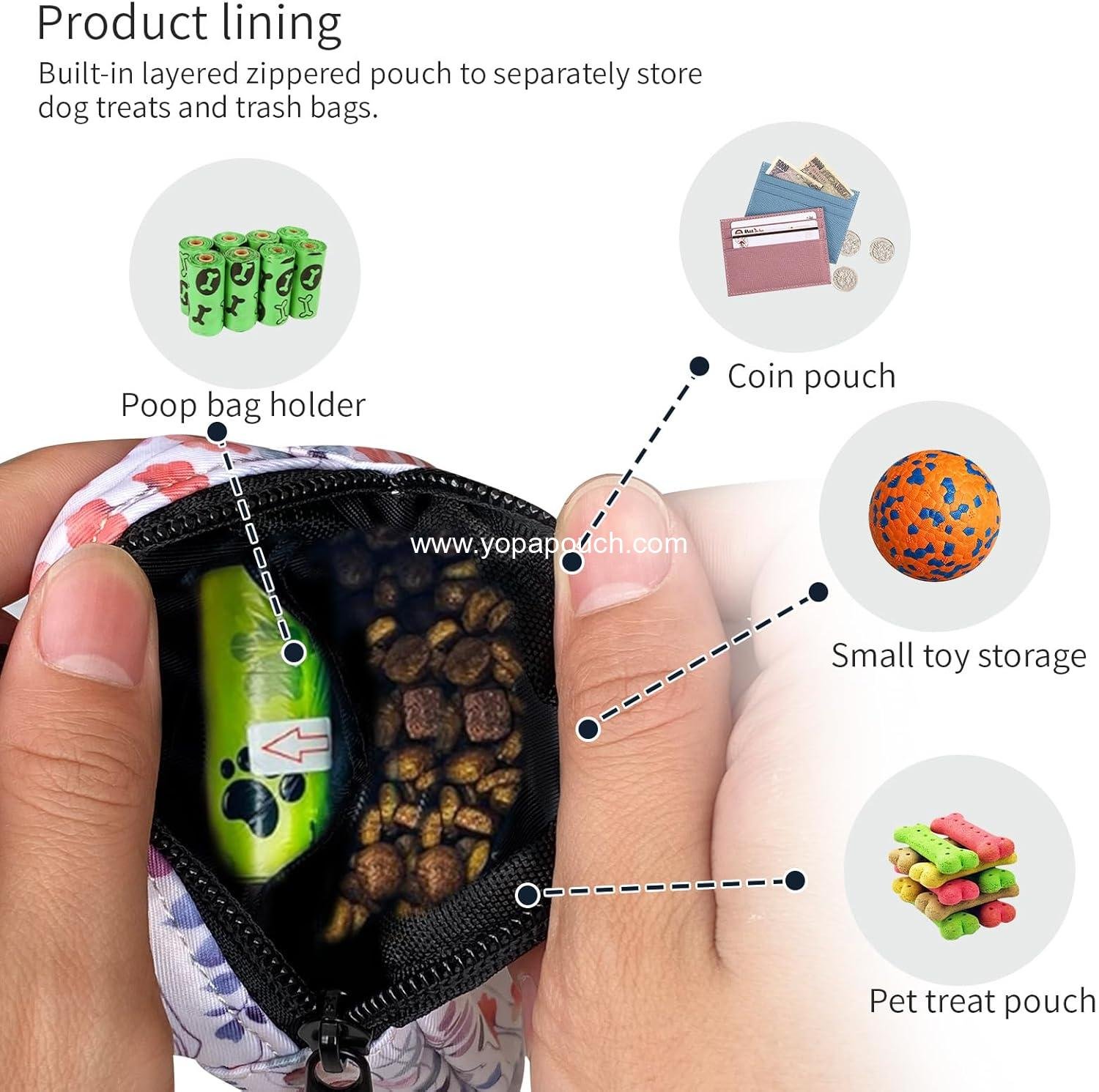 Wholesale Dog Treat Pouch, Portable Snack Dispenser for Pet Training and Outdoor Use, White Flower - Supplier