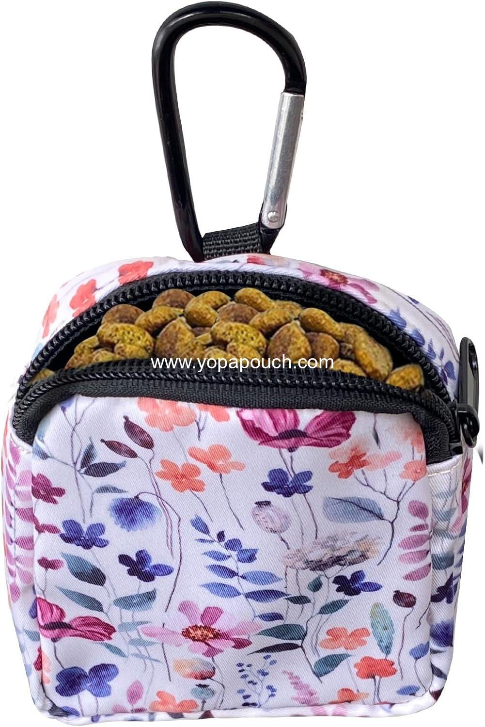Dog Treat Pouch,Treat Pouches for Pet Training,Portable Snack Reward Dog Food Dispenser for Traveling or Outdoor Use,White Flower