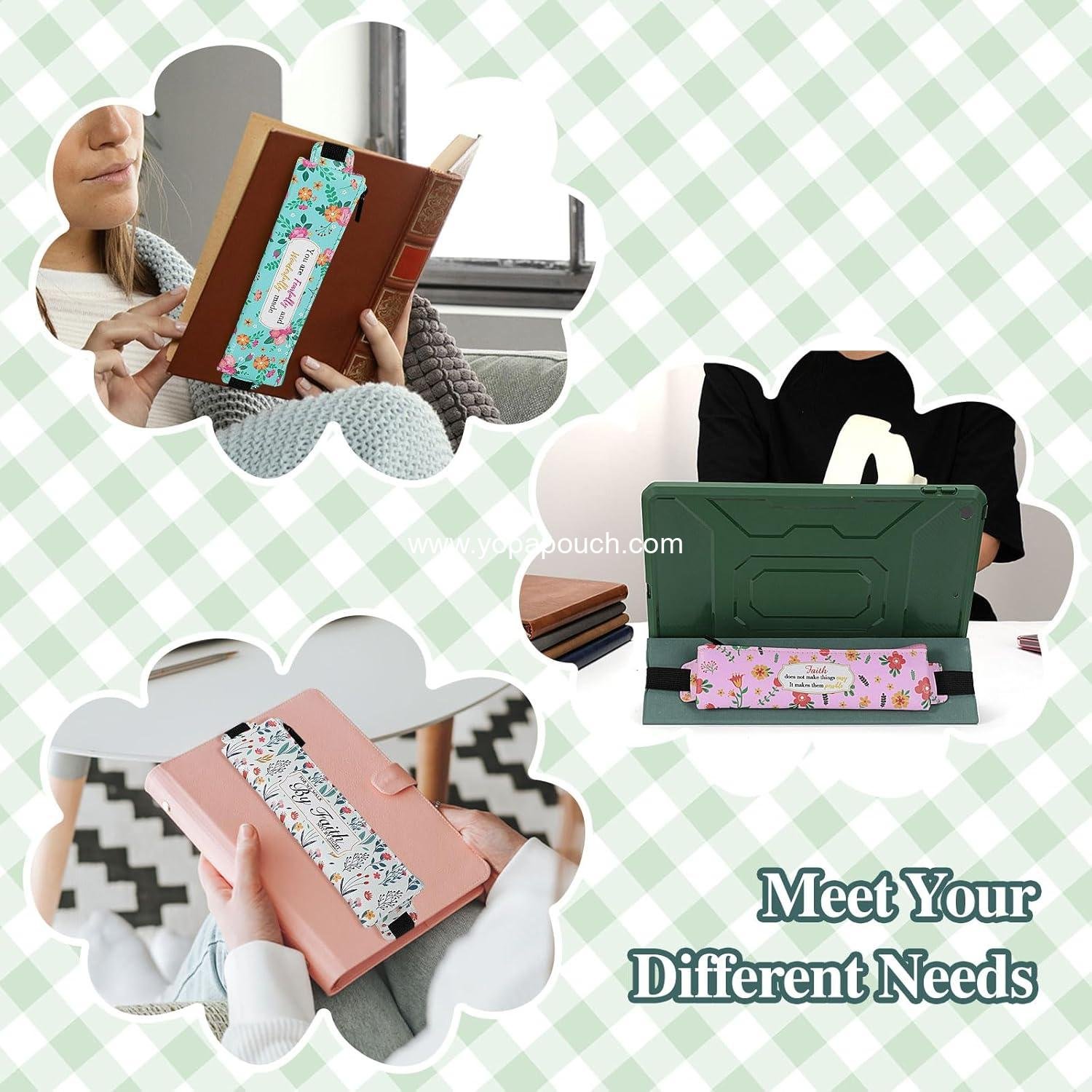 Wholesale Elastic Pen Holder for Notebook, 4 Pieces PU Leather Pencil Case with Adjustable Band, Zipper Bag for Planners and Journals, Supplier