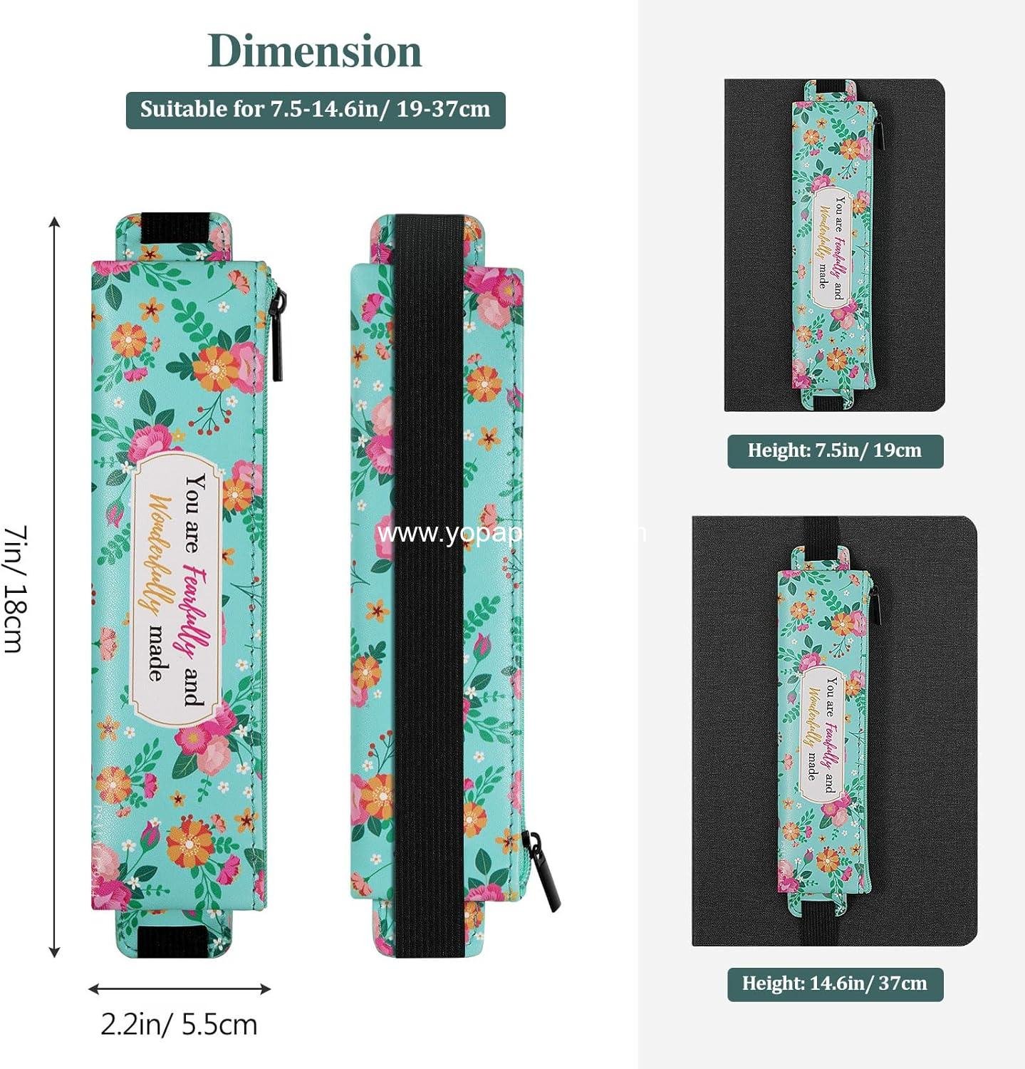 Wholesale Elastic Pen Holder for Notebook, 4 Pieces PU Leather Pencil Case with Adjustable Band, Zipper Bag for Planners and Journals, Supplier