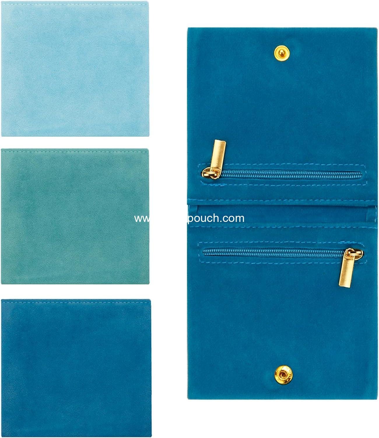 3pcs Small Jewelry Bags Zipper Jewelry Pouches Jewelry Organizer Cases Jewerly Rolls Small Bags for Jewelry Gift Bags Little Bags for Jewelry Travel Jewelry Pouch, 4"x4", Blue