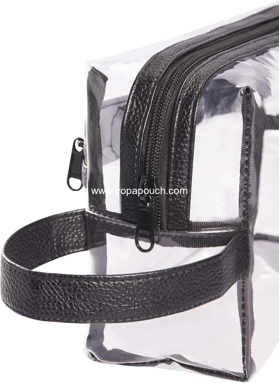 Wholesale Water Resistant Clear Travel Toiletry Makeup Bag - Heavy Duty Transparent Cosmetic Organizer Pouch with Zipper and Handle - Factory