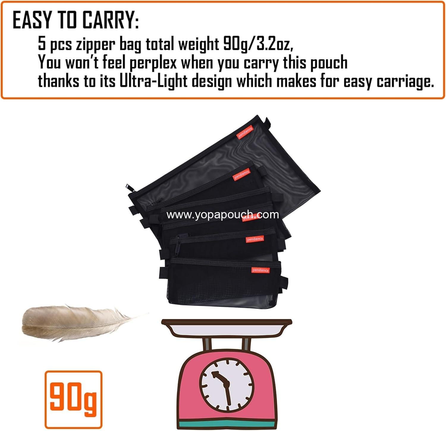 Wholesale Lightweight Nylon Zipper Pouch Set - 5 pcs A4 A5 A6 File Folders Document Organizer Cosmetic Bags for Travel and Office Supplies (Black) Supplier