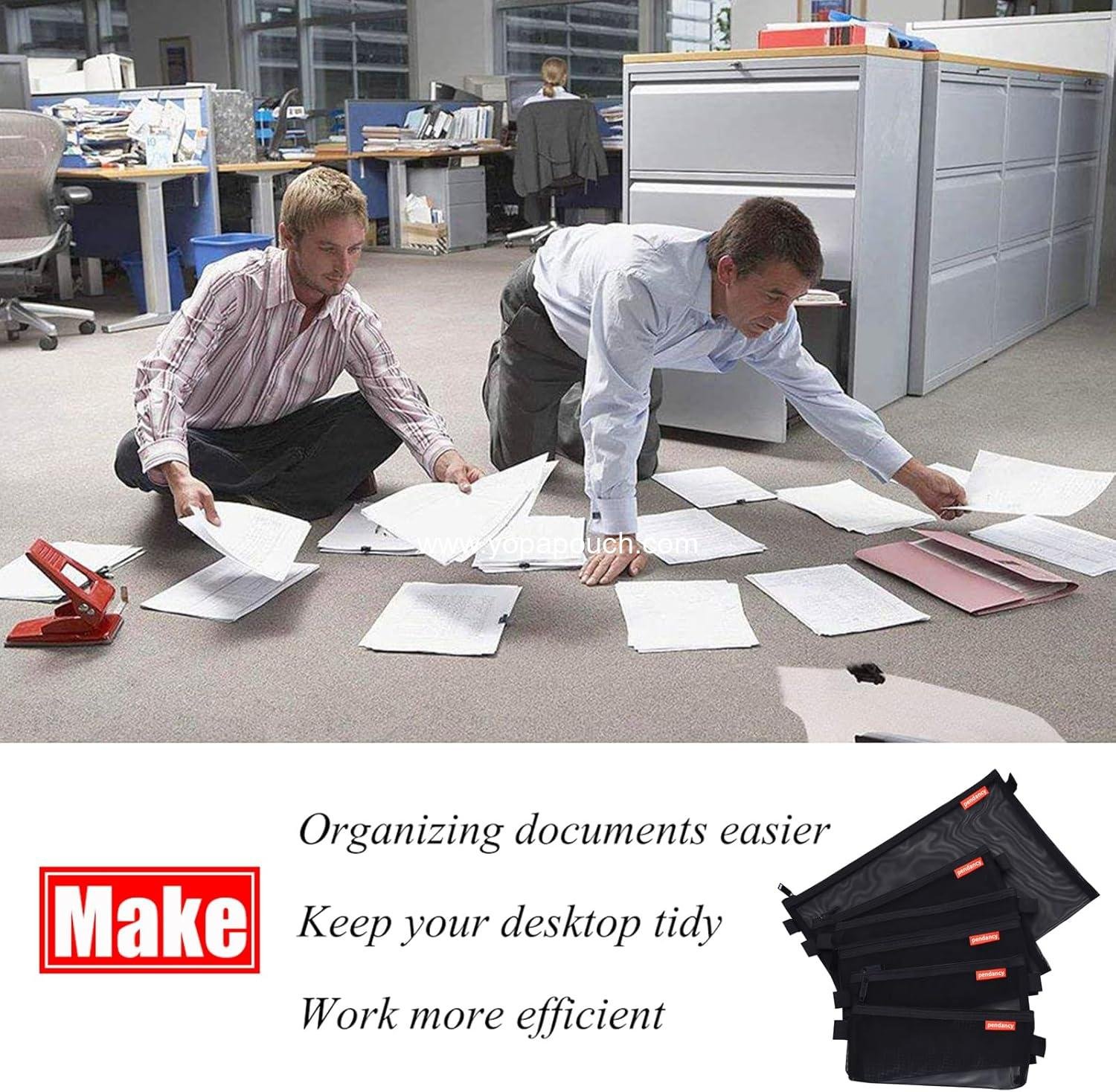 Wholesale Lightweight Nylon Zipper Pouch Set - 5 pcs A4 A5 A6 File Folders Document Organizer Cosmetic Bags for Travel and Office Supplies (Black) Supplier