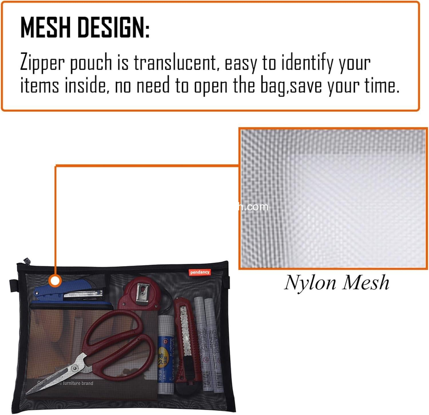 Wholesale Lightweight Nylon Zipper Pouch Set - 5 pcs A4 A5 A6 File Folders Document Organizer Cosmetic Bags for Travel and Office Supplies (Black) Supplier