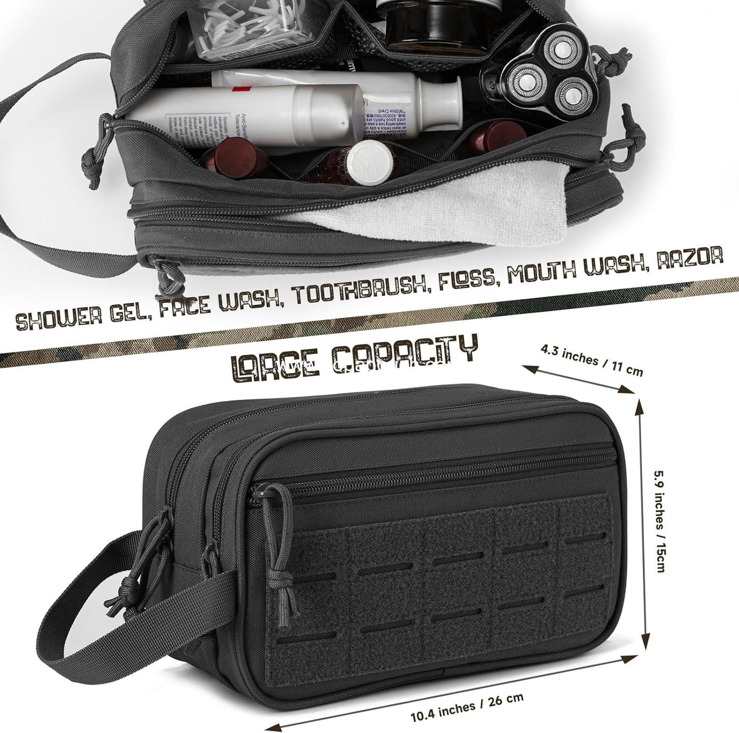 Wholesale Tactical Toiletry Bag for Men Hygiene EDC Military Tool Molle Pouches Small Dopp Kit Shaving Travel Shower Bag Supplier