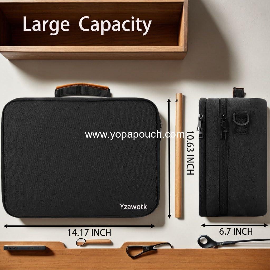 Wholesale Extra Large Electronics Organizer Travel Case with Shoulder Strap, Double Layer Cable Storage Bag for Tablet, Headphones, Chargers, and Tools - Supplier