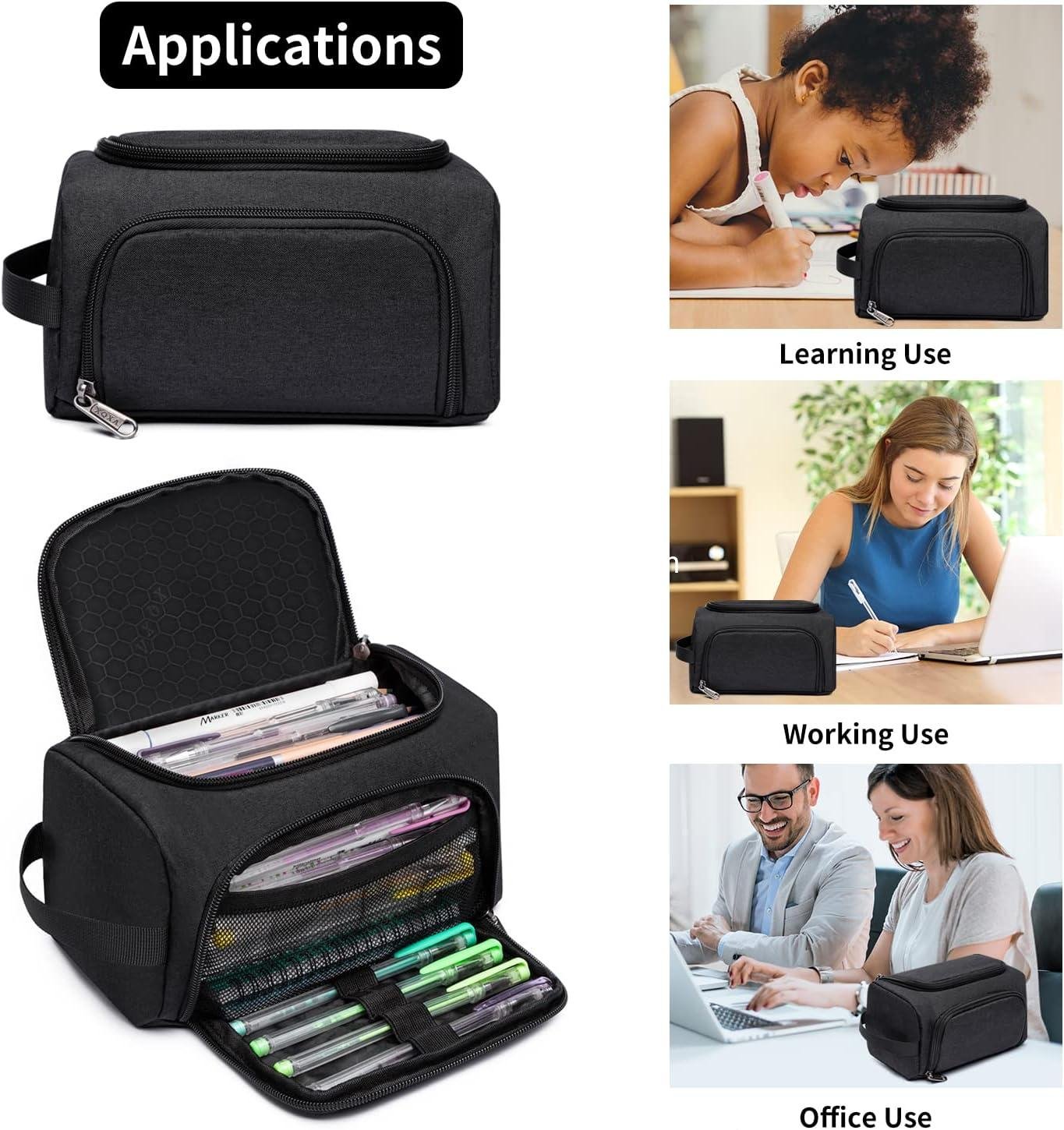 Wholesale Large Capacity Pencil Case Organizer, Multifunctional Extra Big Pencil Pouch with Compartments, Travel-Friendly Stationery Bag for Men, Women, Boys, and Girls (Black) - Manufacturer