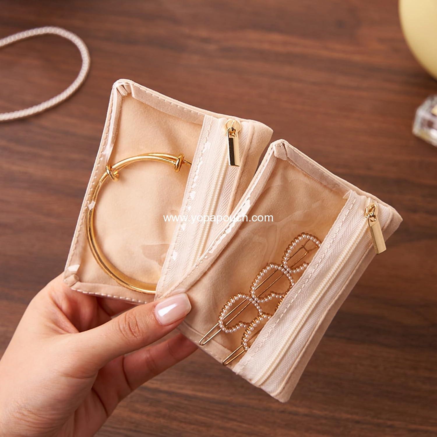 Wholesale Travel Jewelry Organizer, 6 Velvet Zipper Bags Jewelry Box for Women, Ideal Teacher Appreciation, Wedding, and Birthday Gifts, Trendy Gift Box Packaging (6 BAG) Supplier