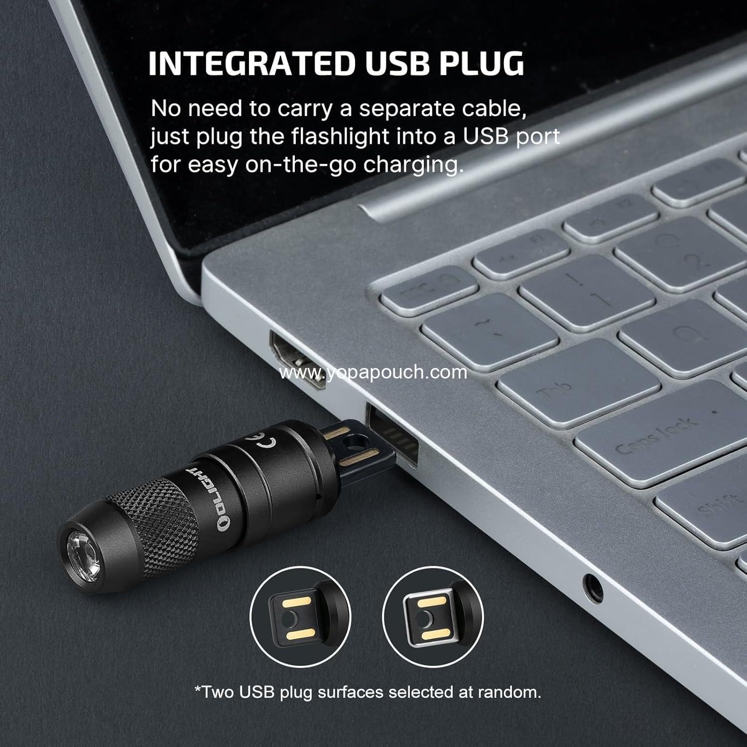 Wholesale EDC Rechargeable Keychain Flashlight, 50 Lumens Compact Portable Mini LED Keyring Light with Built-in Battery for Everyday Carry and Emergencies (Black) Manufacturer