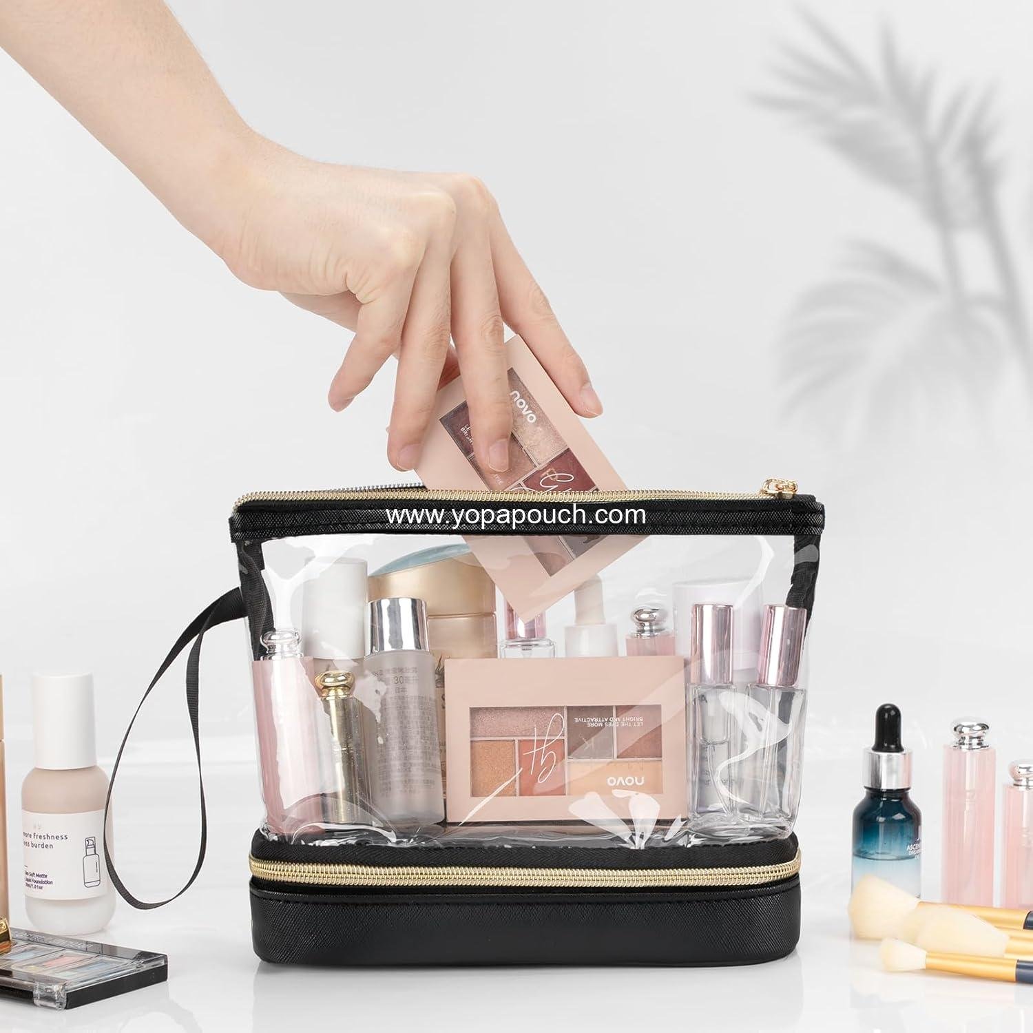 Wholesale Clear Cosmetic Bag, TSA Approved Travel Makeup Organizer, Waterproof Pouch for Women, Toiletries and Accessories, Factory
