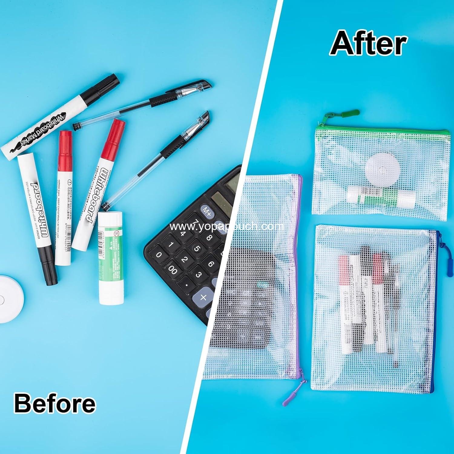 Wholesale 24 Pcs Mesh Zipper Pouch Bags, Waterproof Clear Plastic Pouches in 8 Sizes for Organizing, Travel, and Office Supplies - Supplier