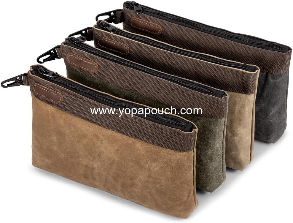 Wholesale Waxed Canvas Tool Pouches 4 Pack – Heavy-Duty 11-Inch Waterproof Zipper Bags for Tools, Cables, Gear & Supplies – Rugged Organizer Bags Supplier