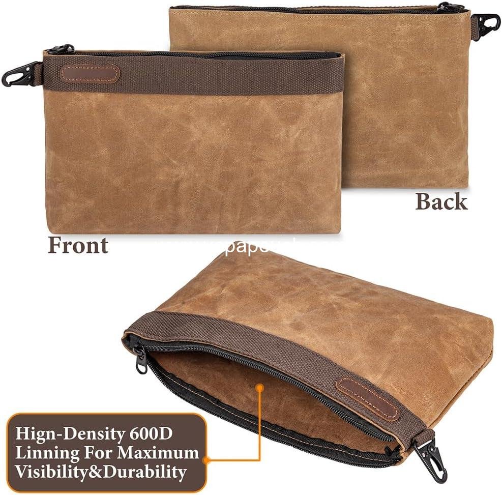 Wholesale Waxed Canvas Tool Pouches 4 Pack – Heavy-Duty 11-Inch Waterproof Zipper Bags for Tools, Cables, Gear & Supplies – Rugged Organizer Bags Supplier