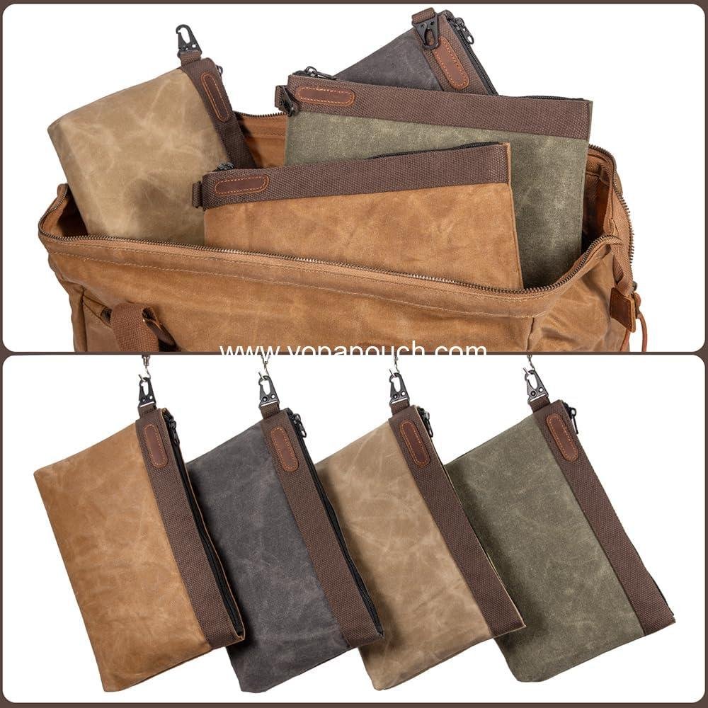 Wholesale Waxed Canvas Tool Pouches 4 Pack – Heavy-Duty 11-Inch Waterproof Zipper Bags for Tools, Cables, Gear & Supplies – Rugged Organizer Bags Supplier