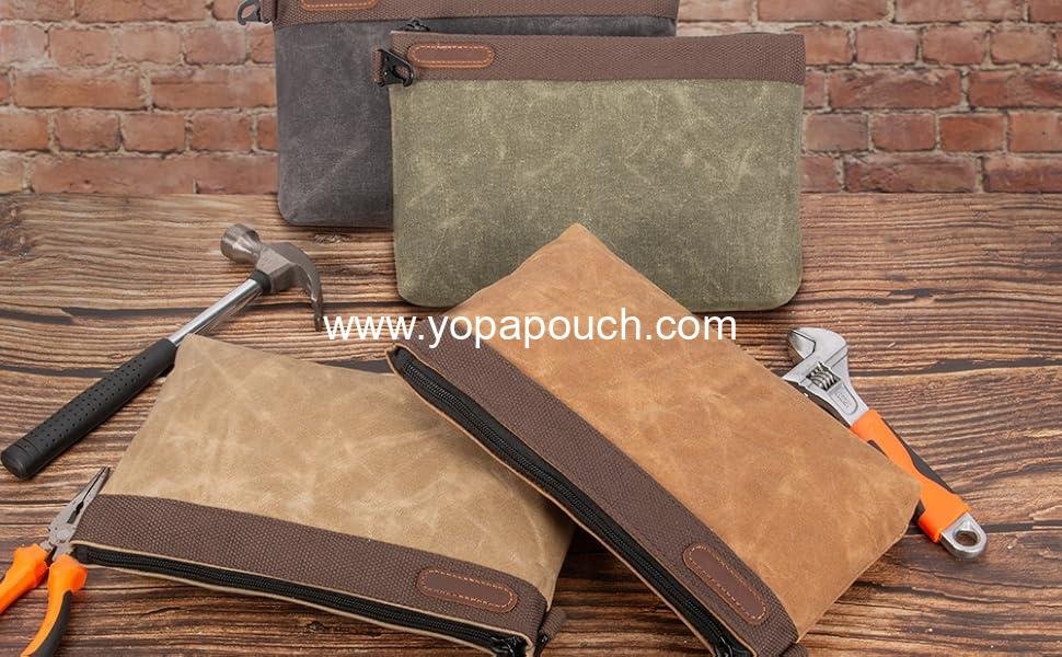 Wholesale Waxed Canvas Tool Pouches 4 Pack – Heavy-Duty 11-Inch Waterproof Zipper Bags for Tools, Cables, Gear & Supplies – Rugged Organizer Bags Supplier